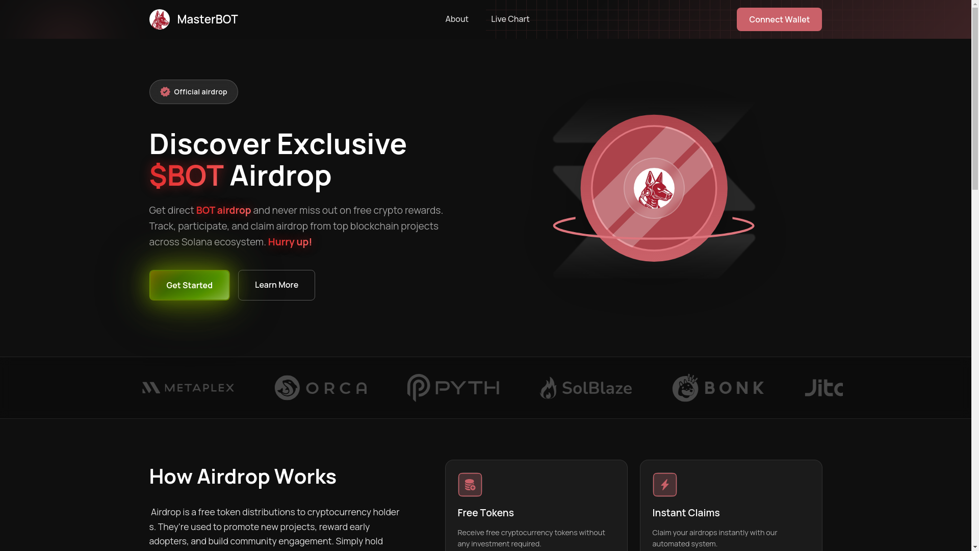 website screenshot of https://masterbot.today/