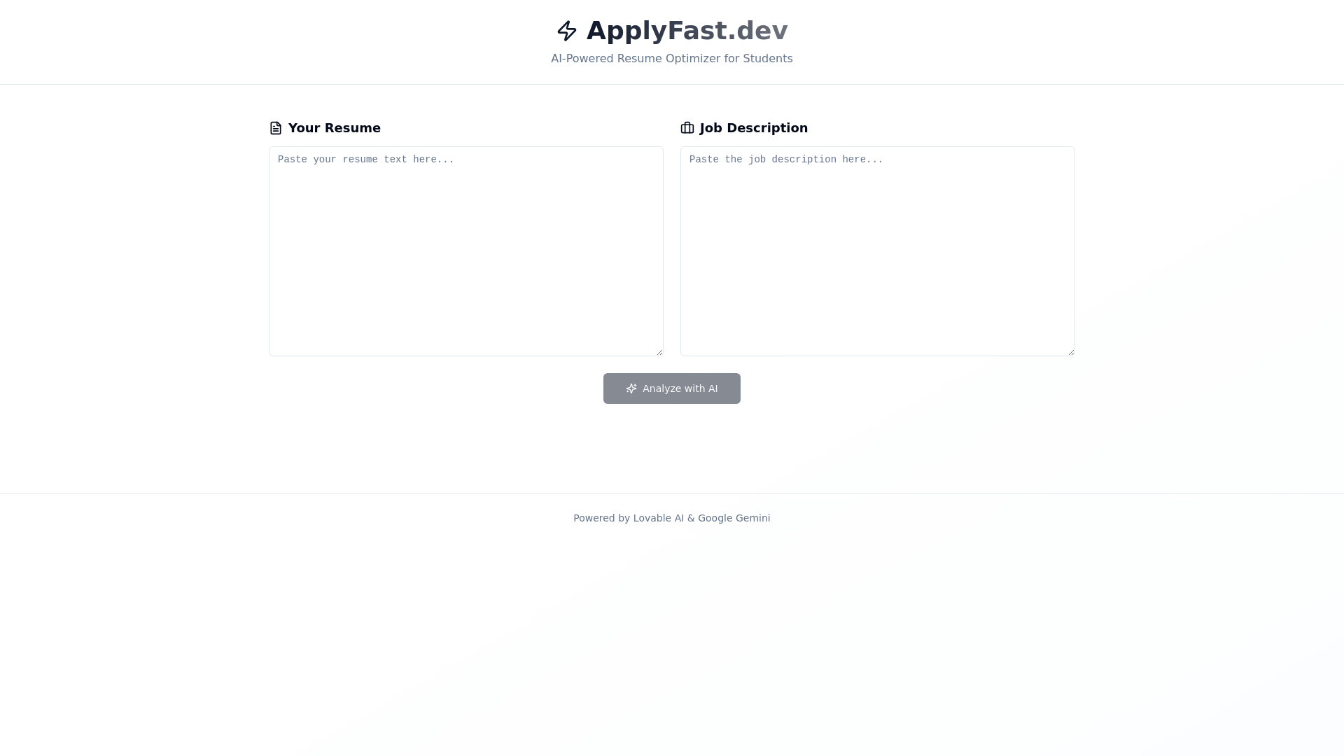 website screenshot of https://applyfast.dev/