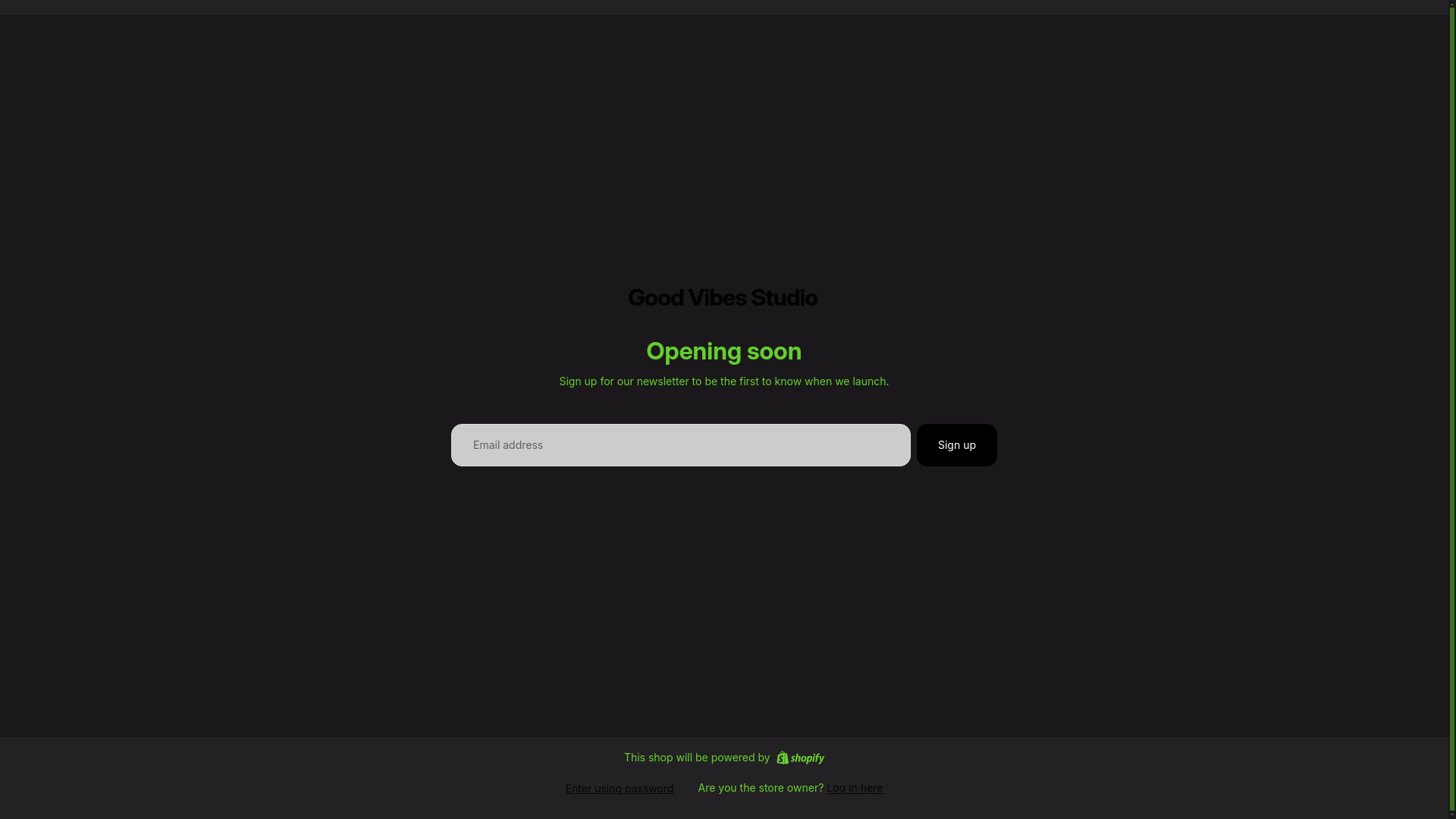 website screenshot of https://goodvibesstudio.net/