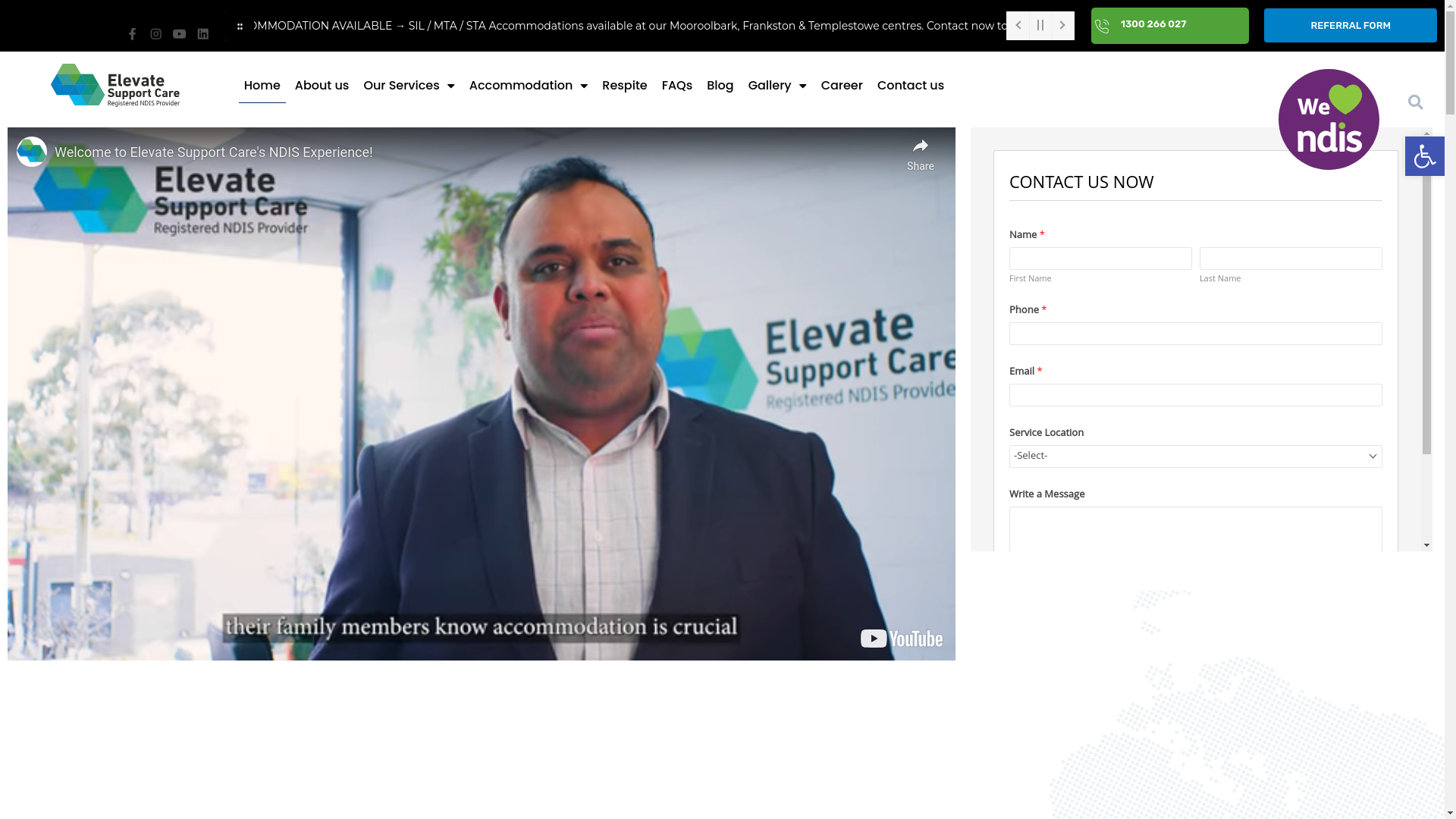 website screenshot of https://elevatesupportcare.com.au/