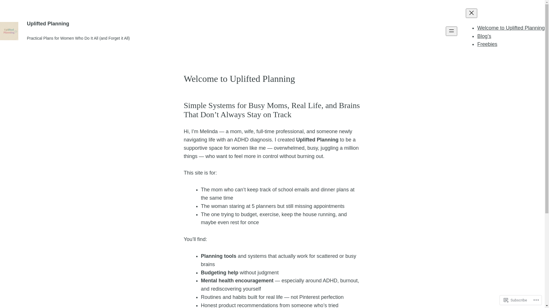 website screenshot of https://upliftedplanning.blog/