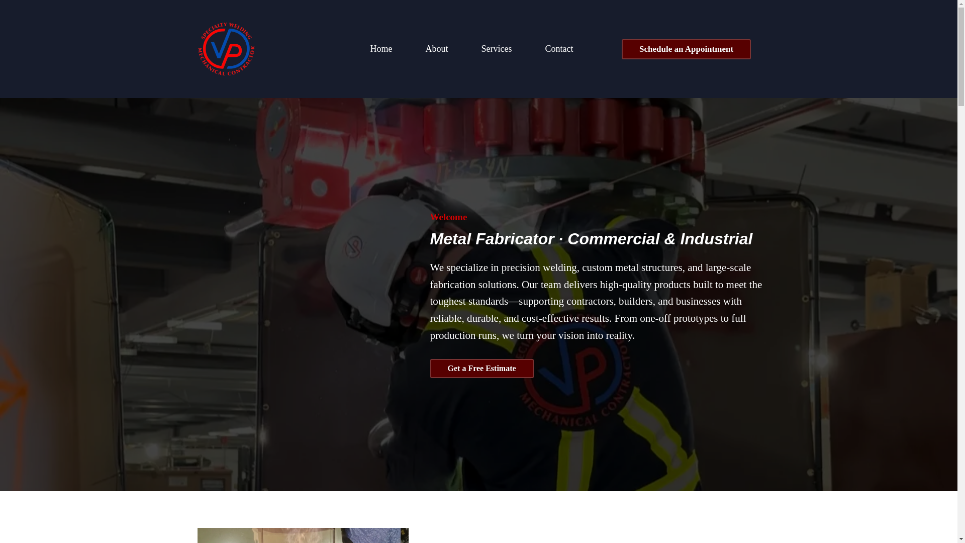 website screenshot of https://vpweldmech.com/