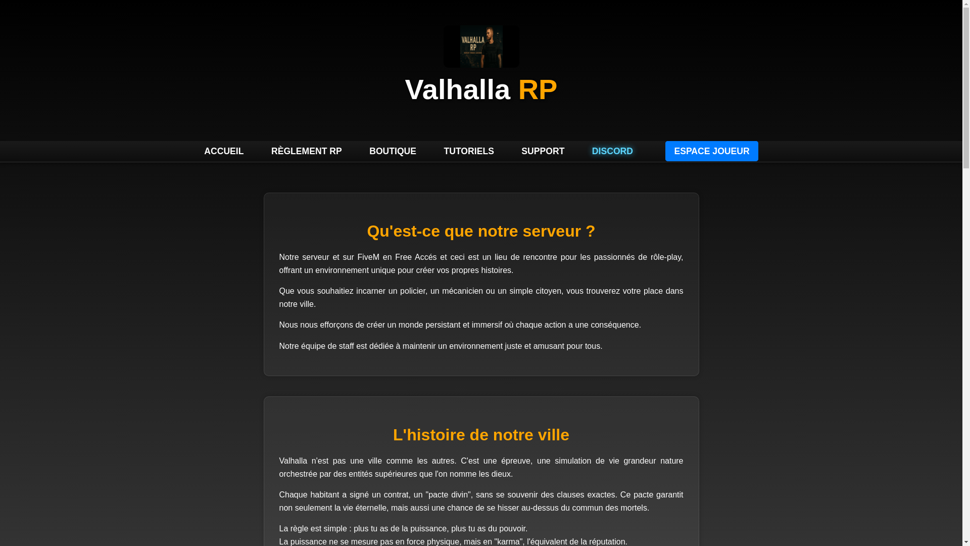 website screenshot of https://valhallarp.fr/