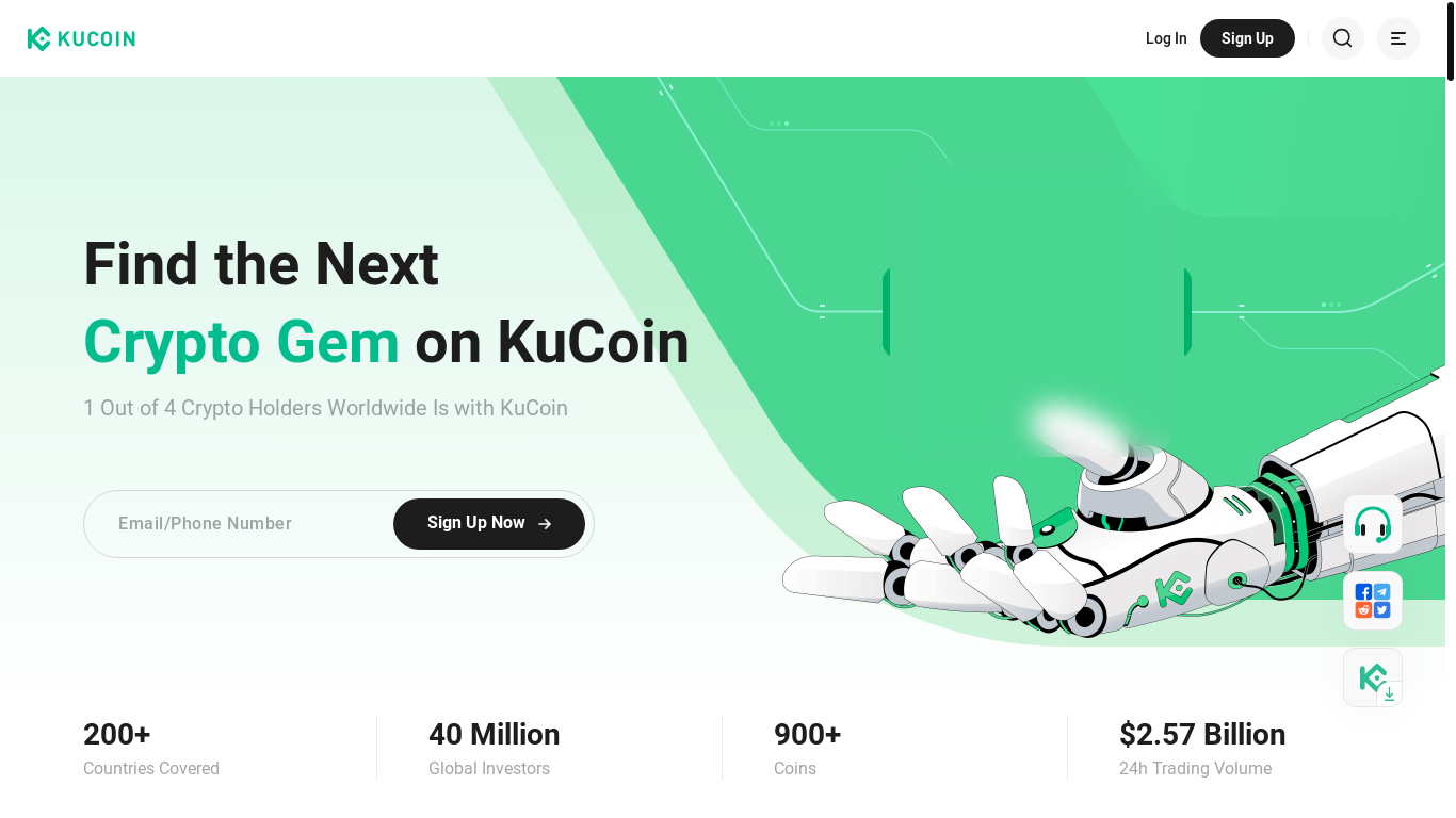 website screenshot of https://www.kucoin.com/zh-hant