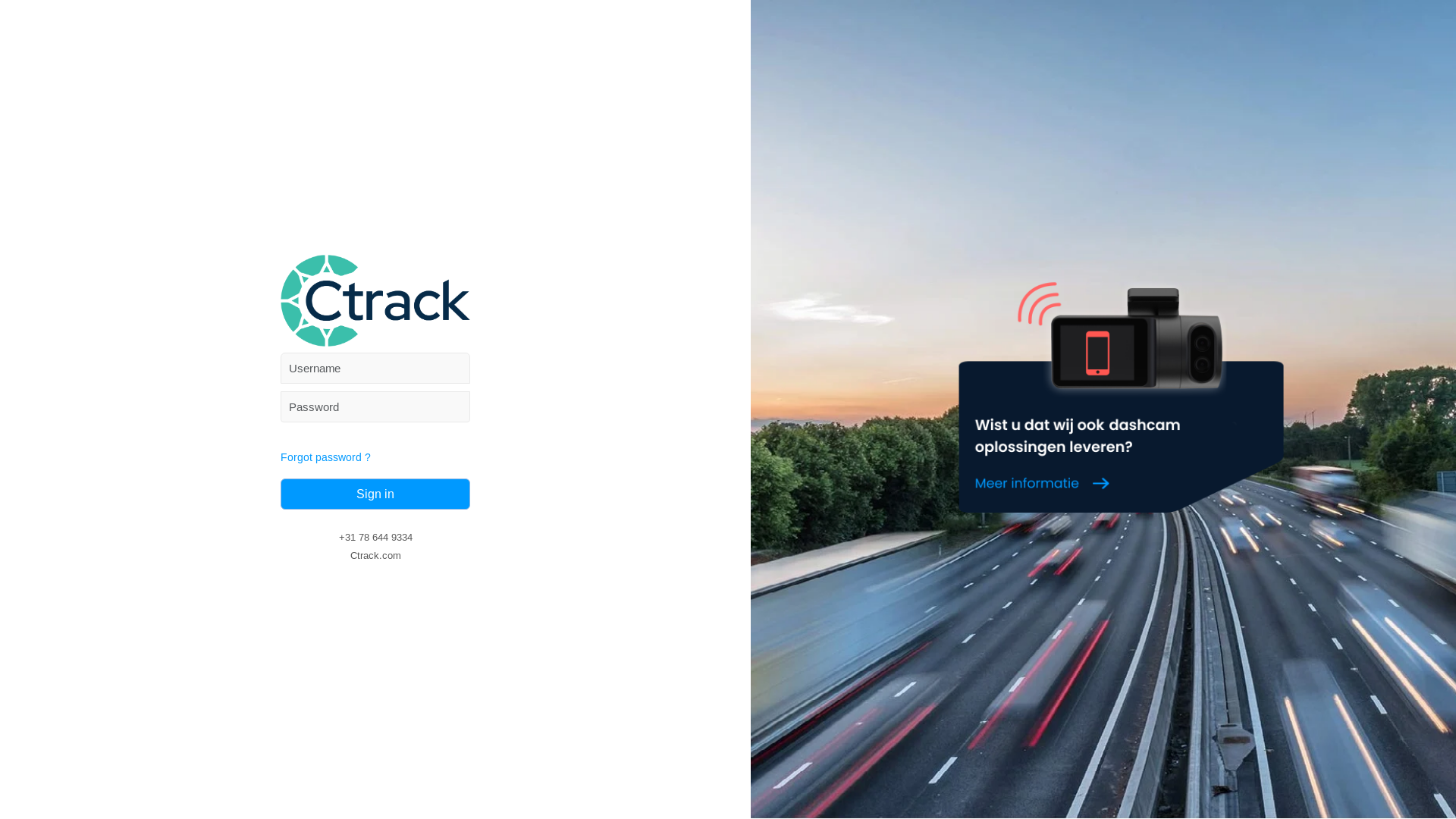 website screenshot of https://nl1-fleet.ctrack.com/