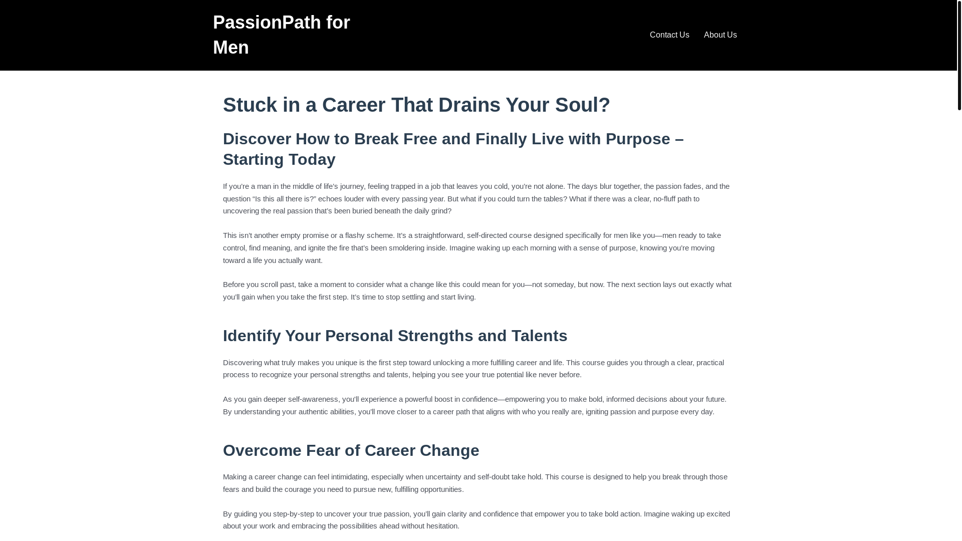 website screenshot of https://passiondrivenmen.com/