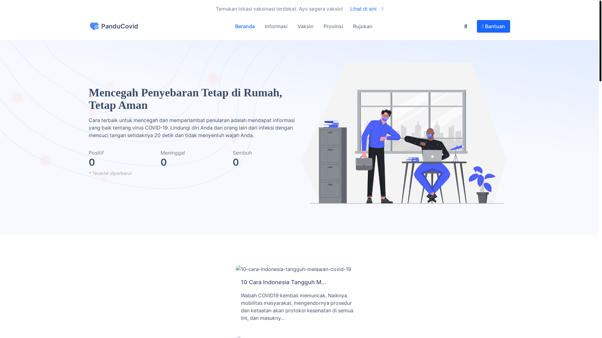 website screenshot of https://panducovid.pages.dev/