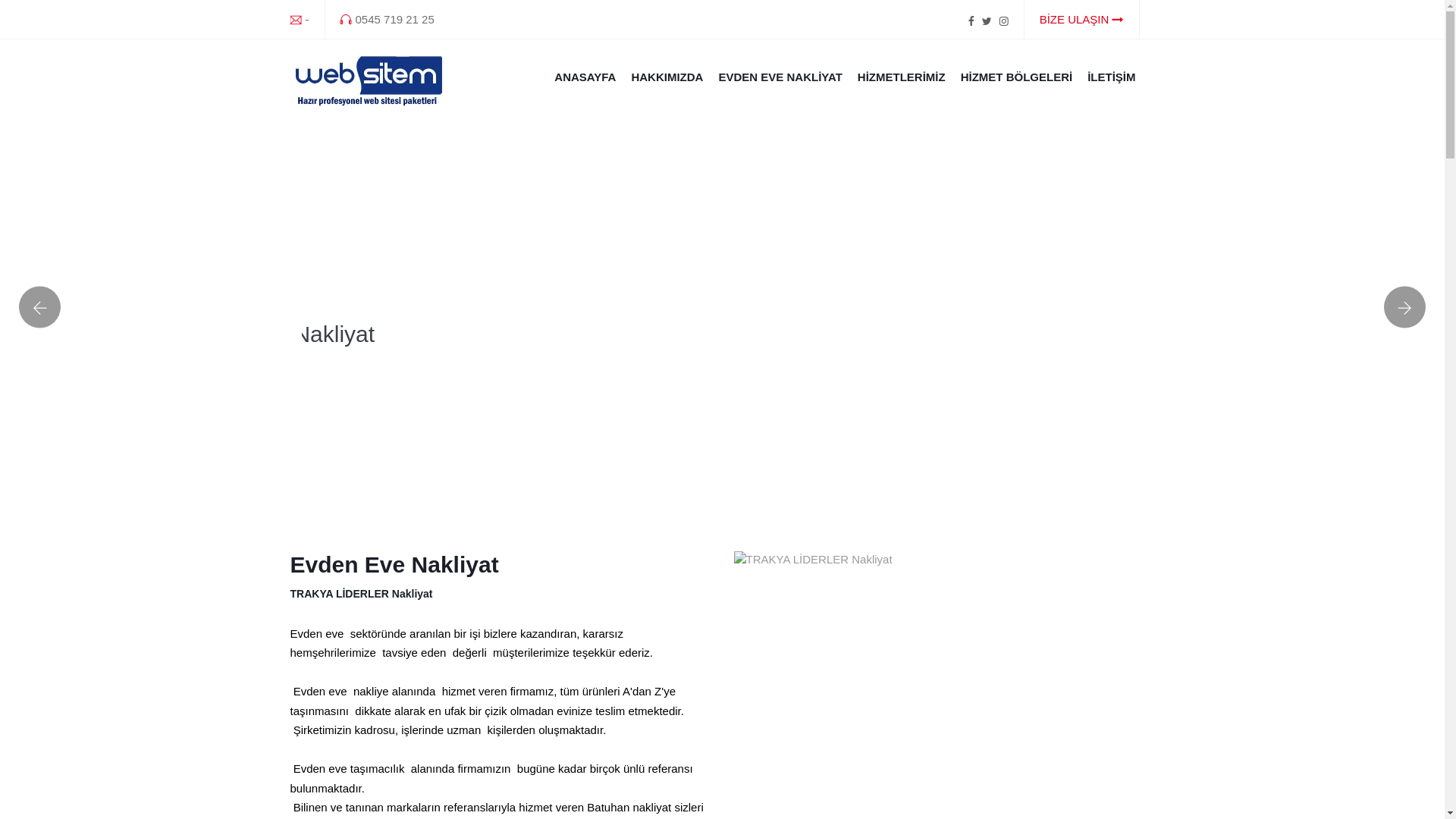 website screenshot of https://trakyaliderlernakliyat.com.tr/