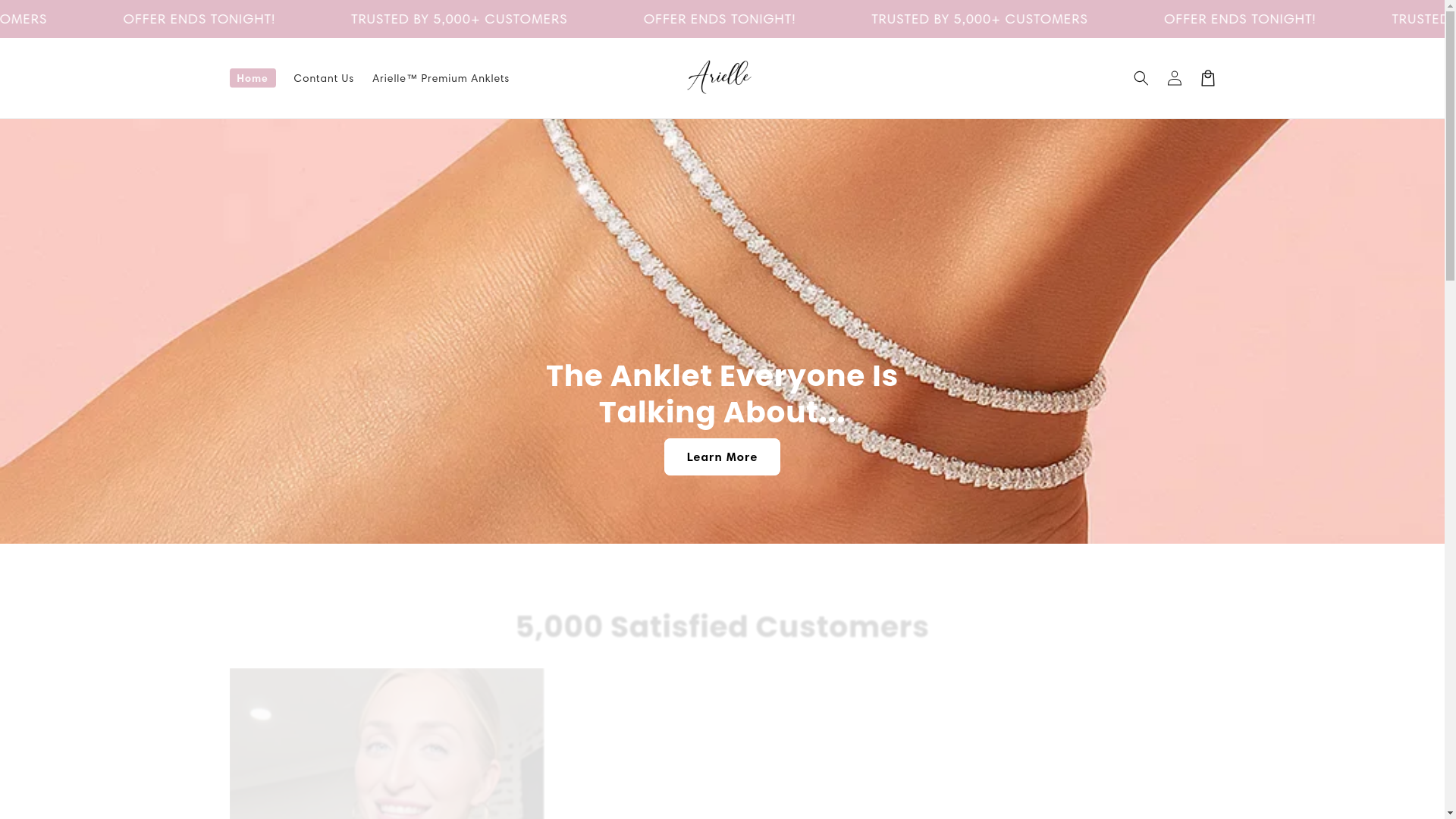 website screenshot of https://ariellejewelery.com/