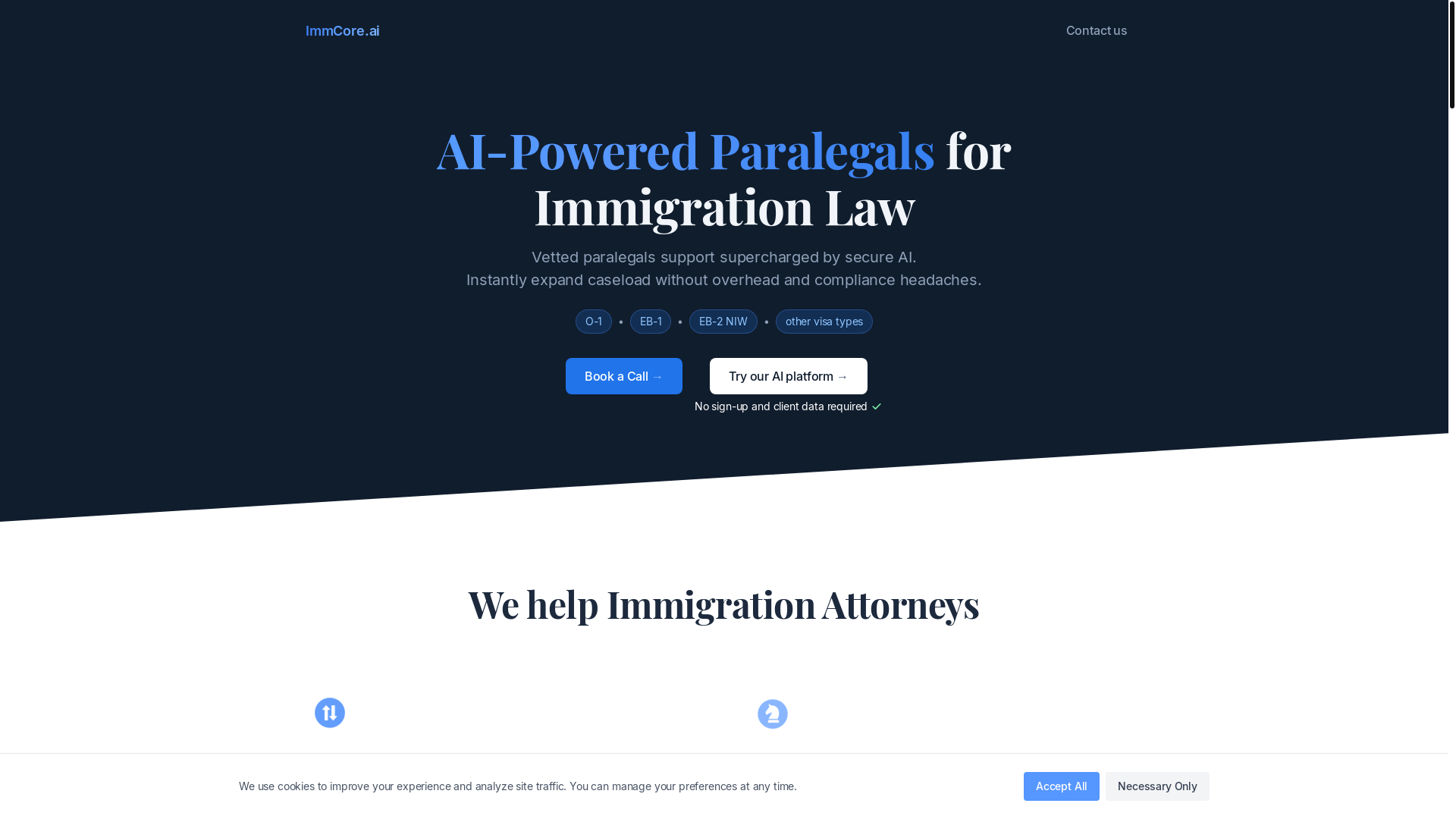 website screenshot of https://paralegals-immcore-landing.pages.dev/