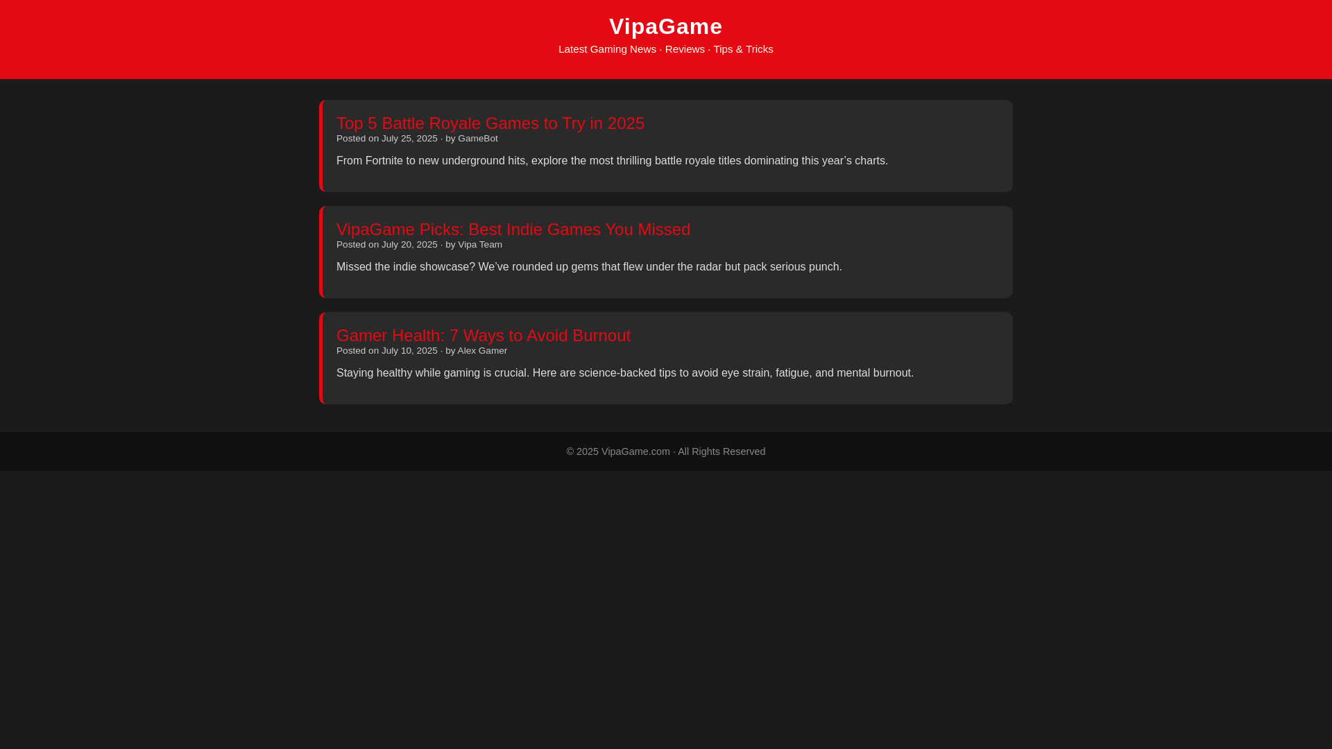 website screenshot of https://vipagame.com/