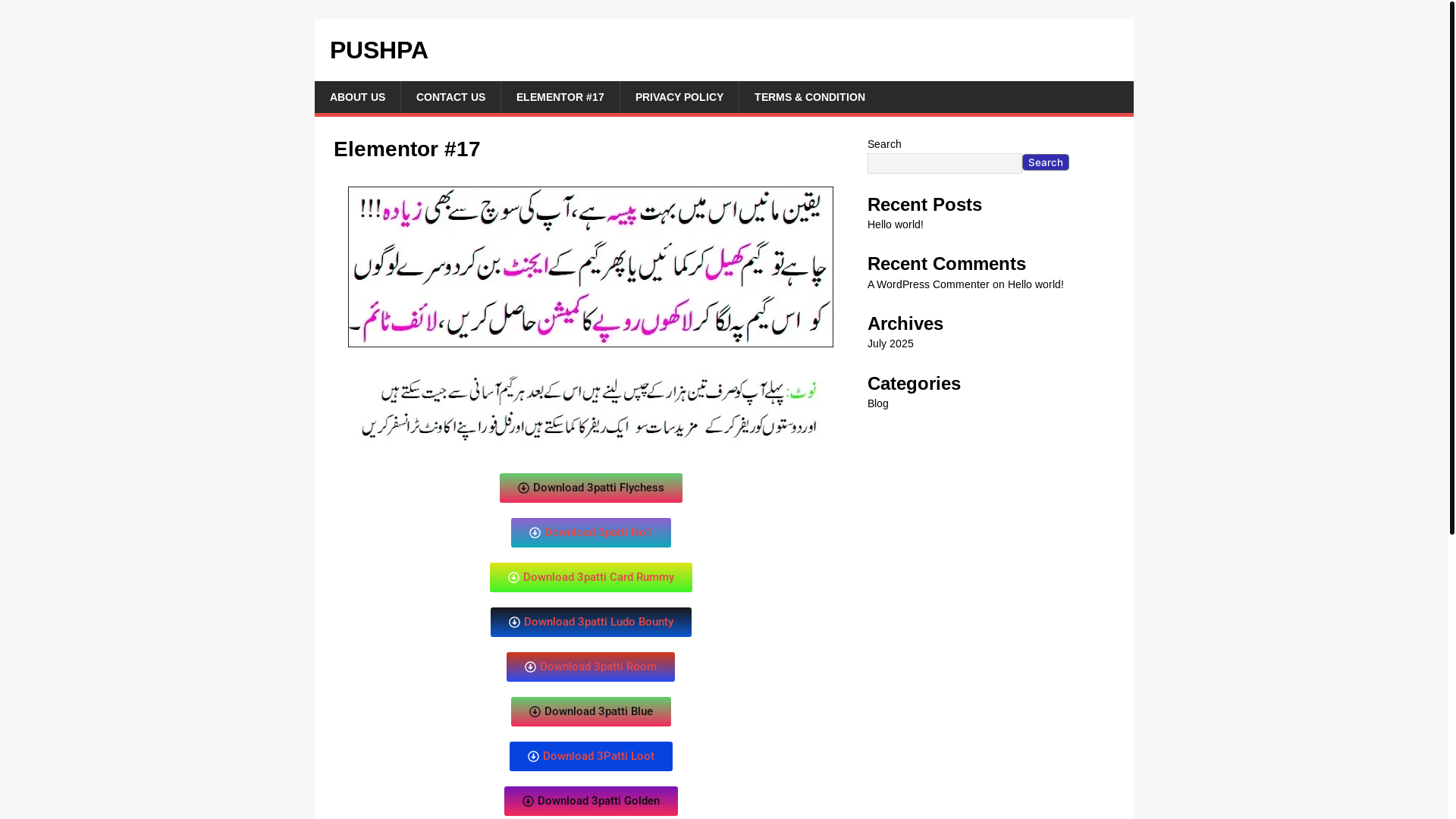 website screenshot of https://pushpa.fun/