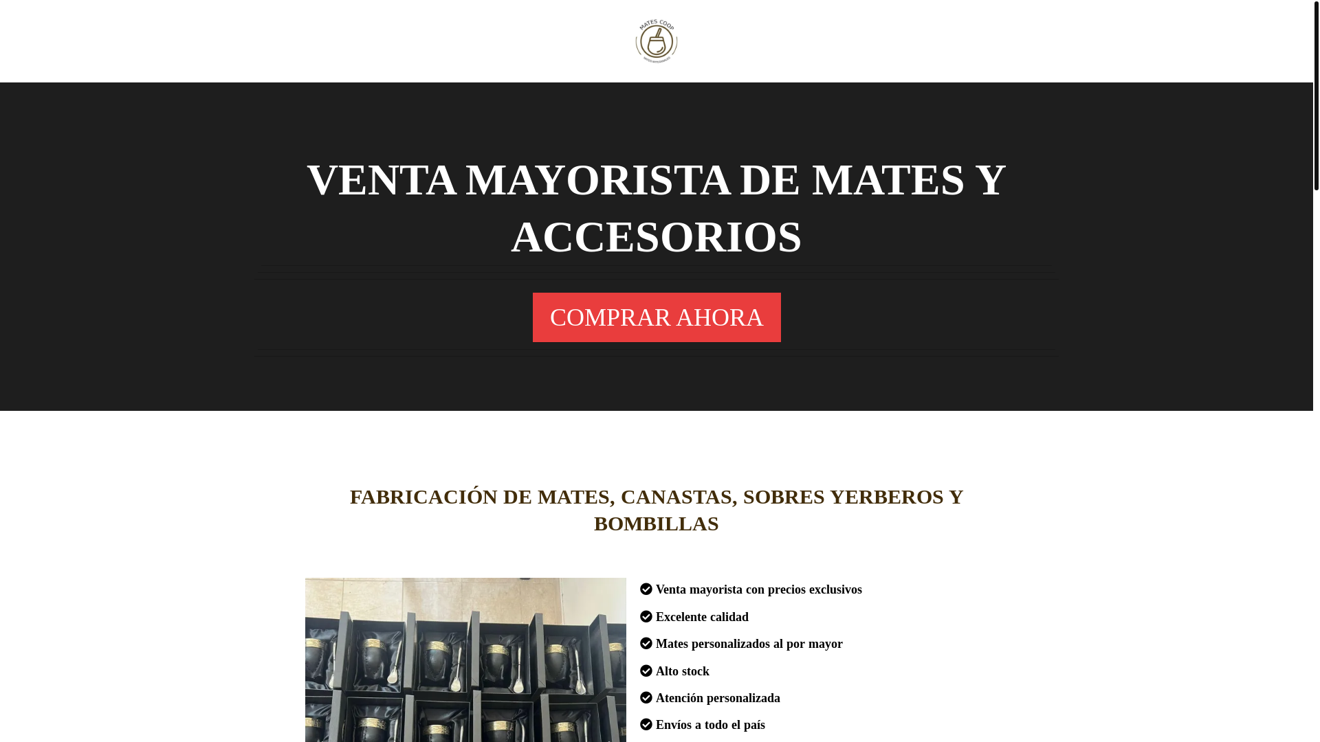 website screenshot of https://matescoopmayorista.com/