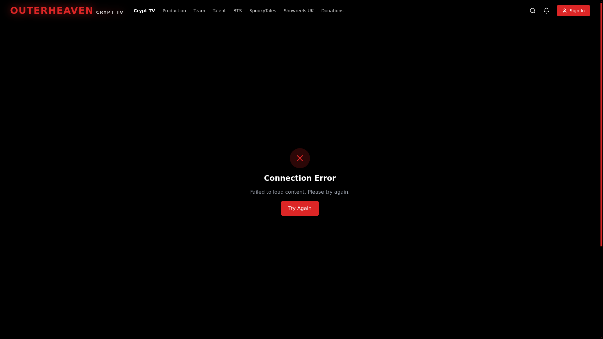 website screenshot of https://outerheavenproduction.co.uk/