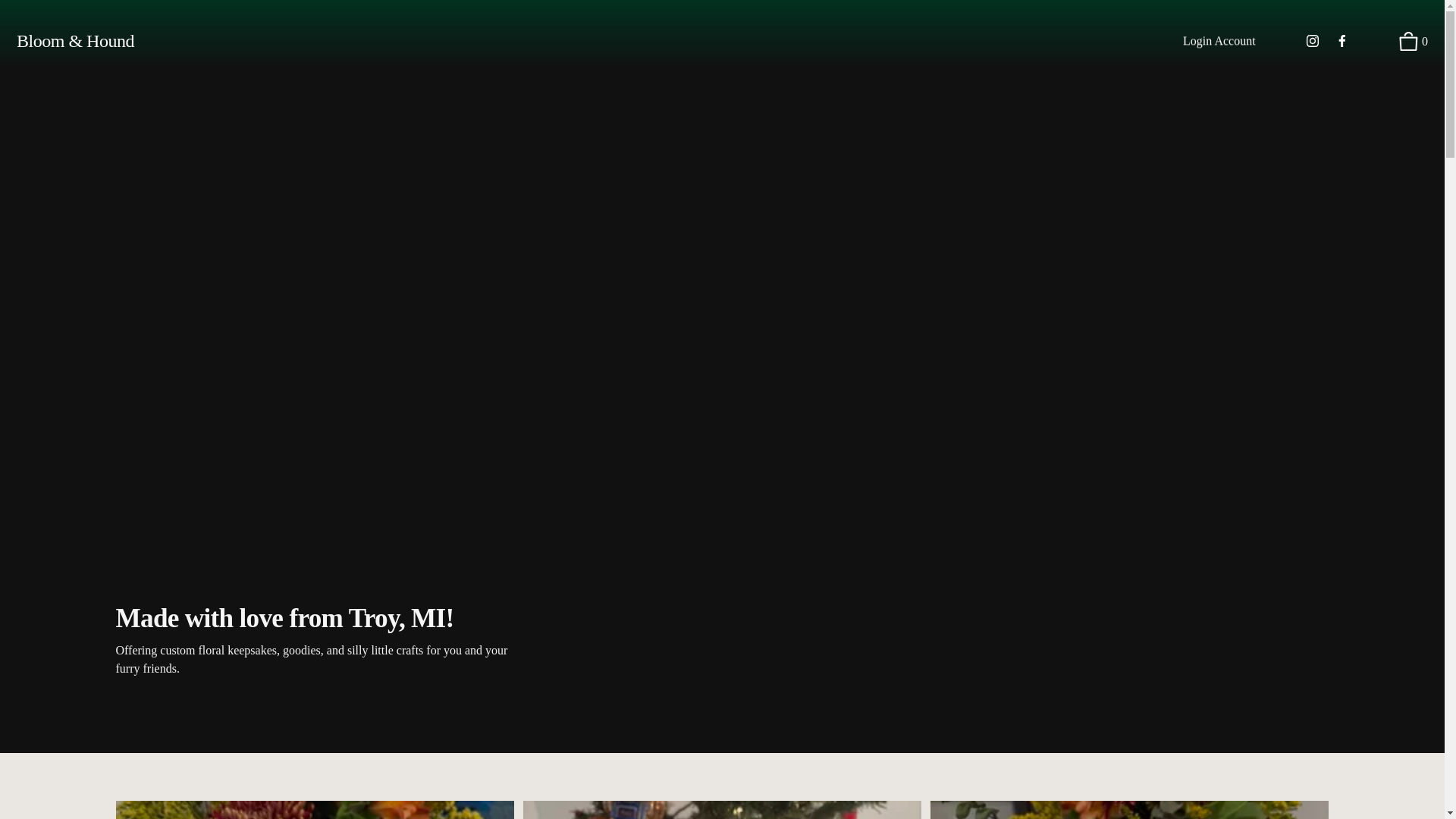website screenshot of https://bloomandhound.com/