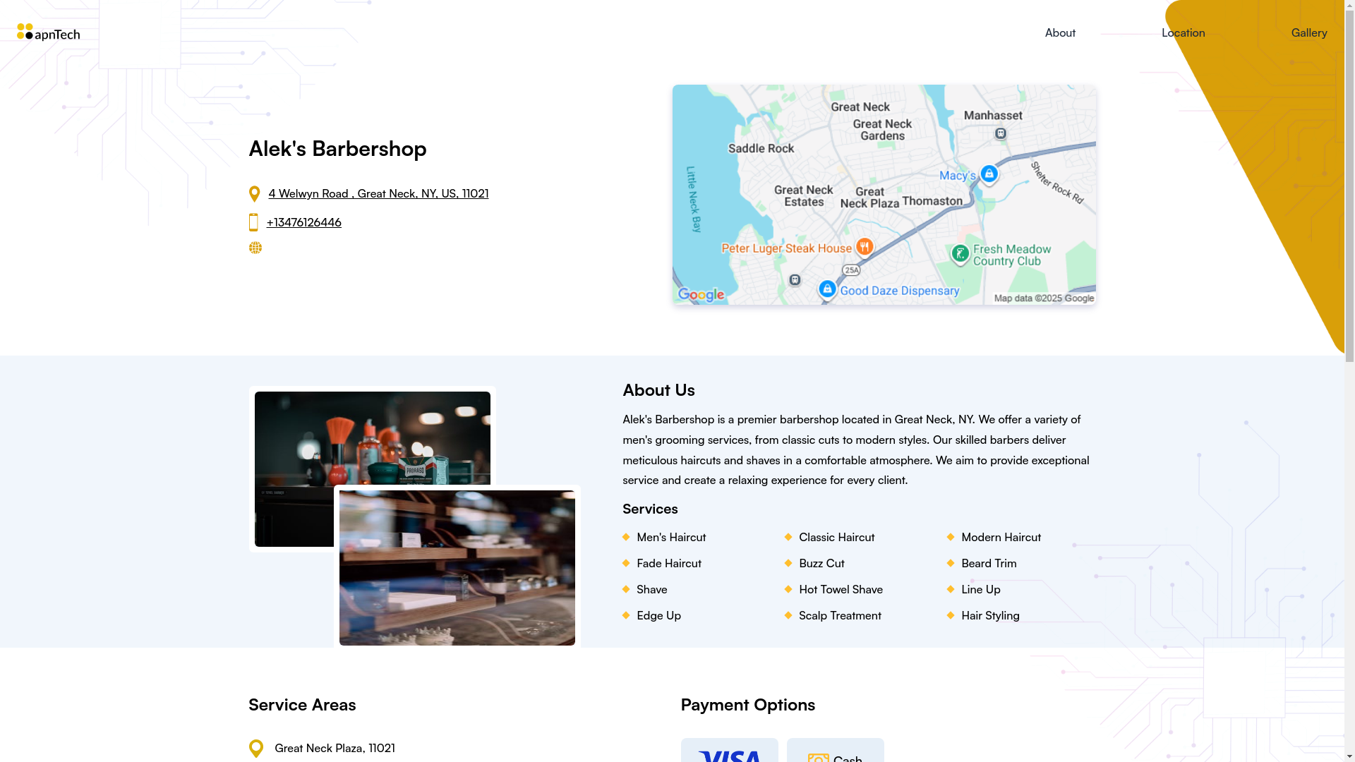website screenshot of https://aleksbarbershop.online/