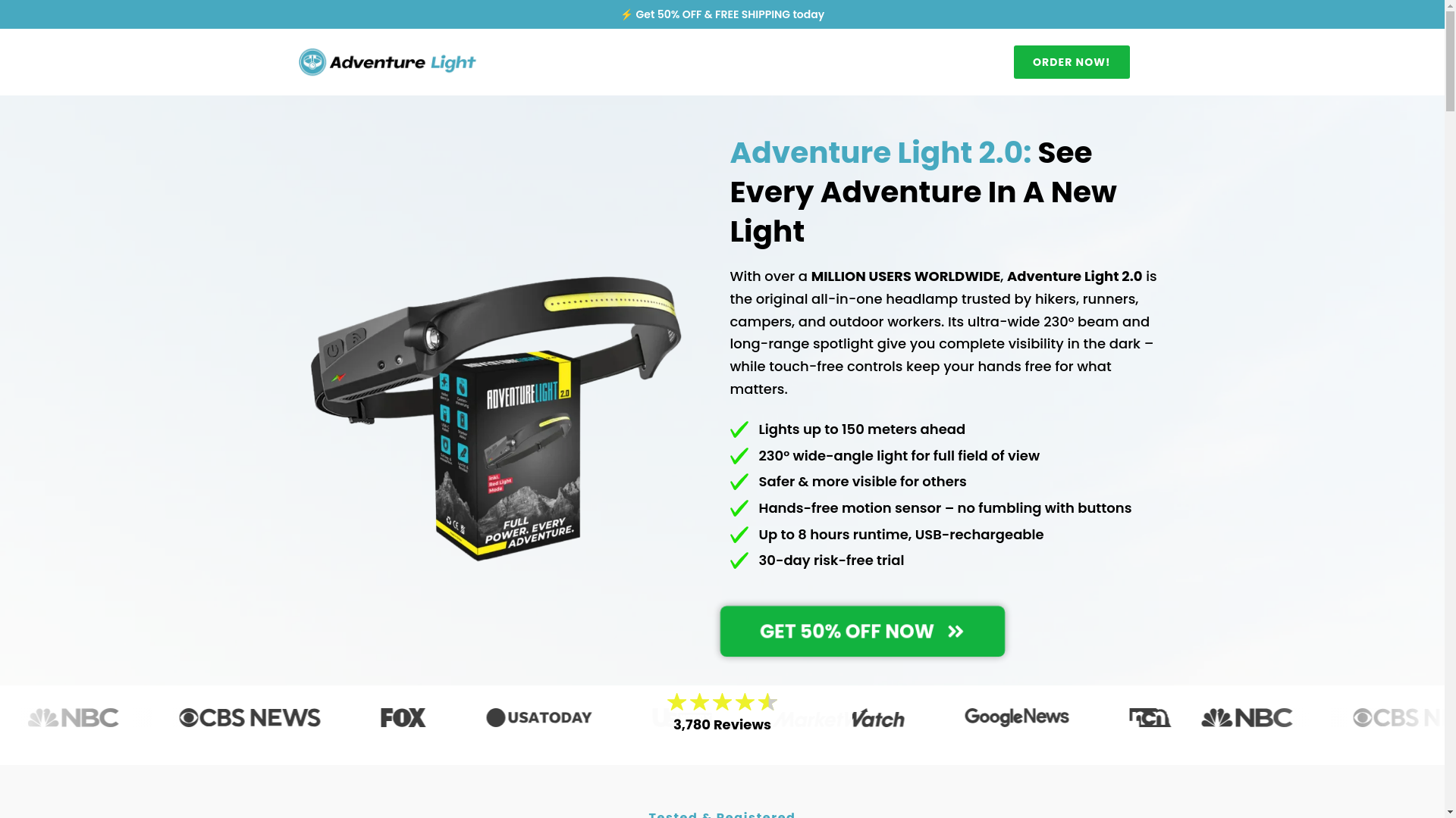 website screenshot of https://adventurelight-original.de/