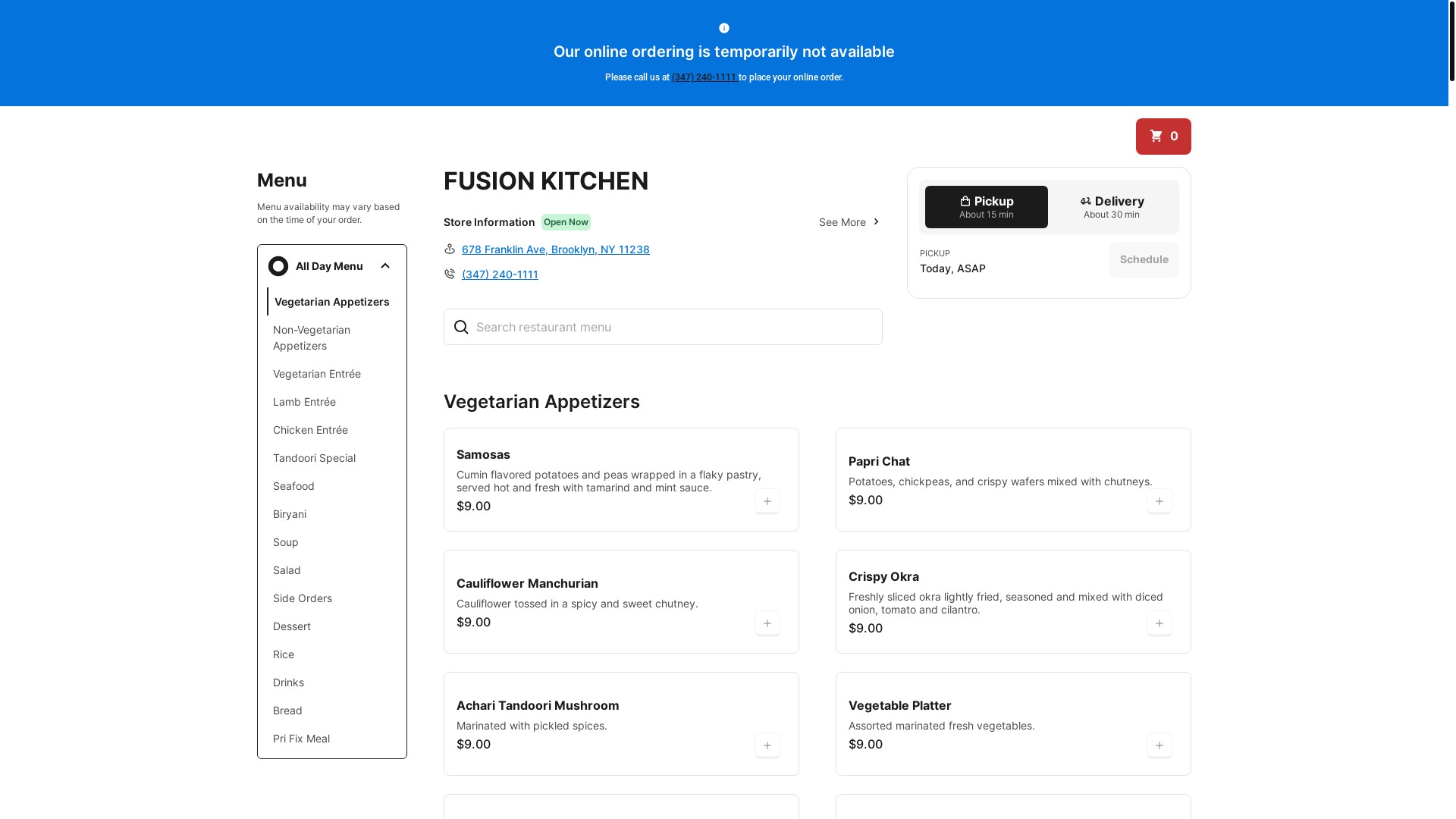website screenshot of https://fusionkitchenindianrestaurant.com/
