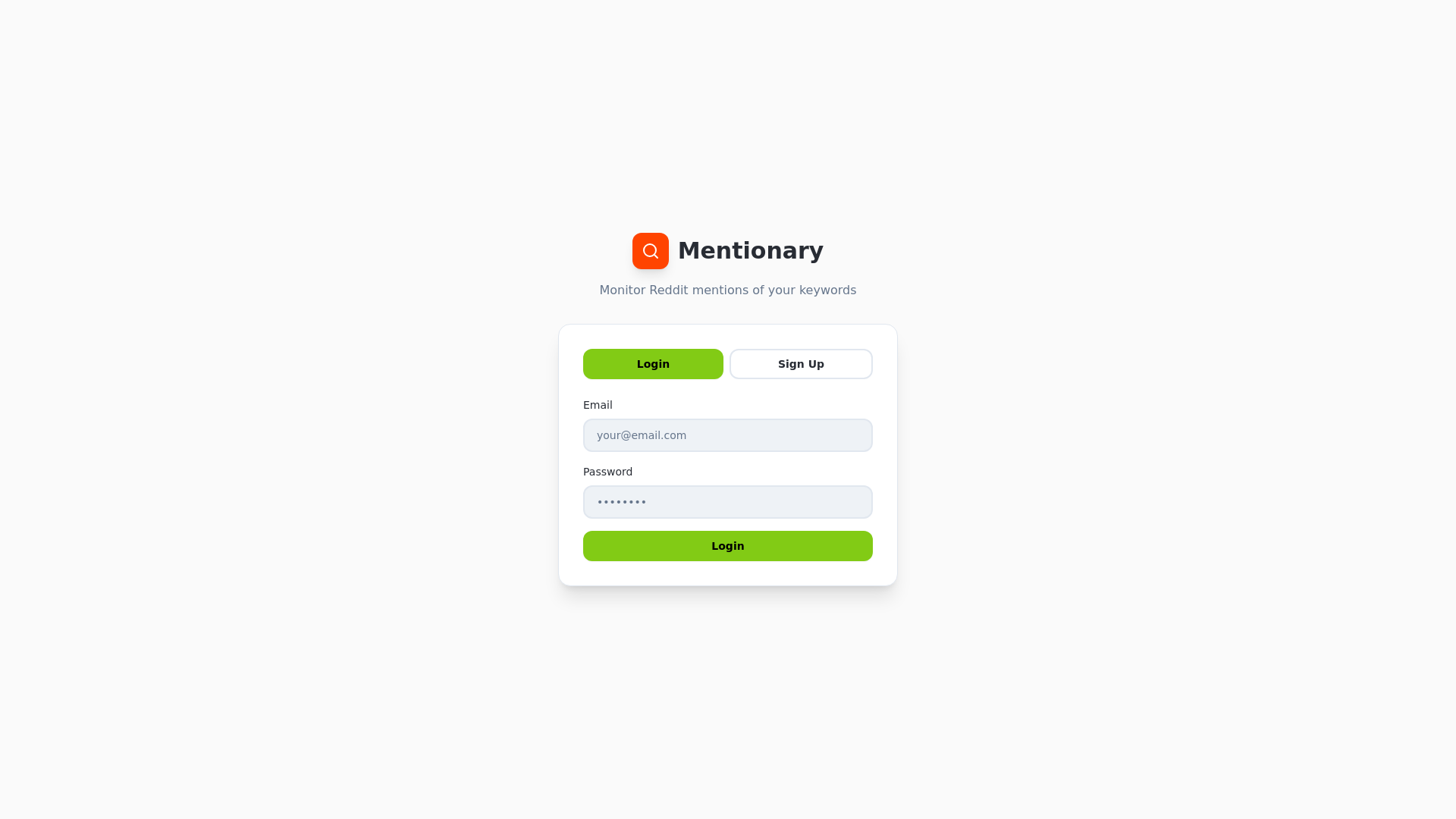 website screenshot of https://mentionary.tech/