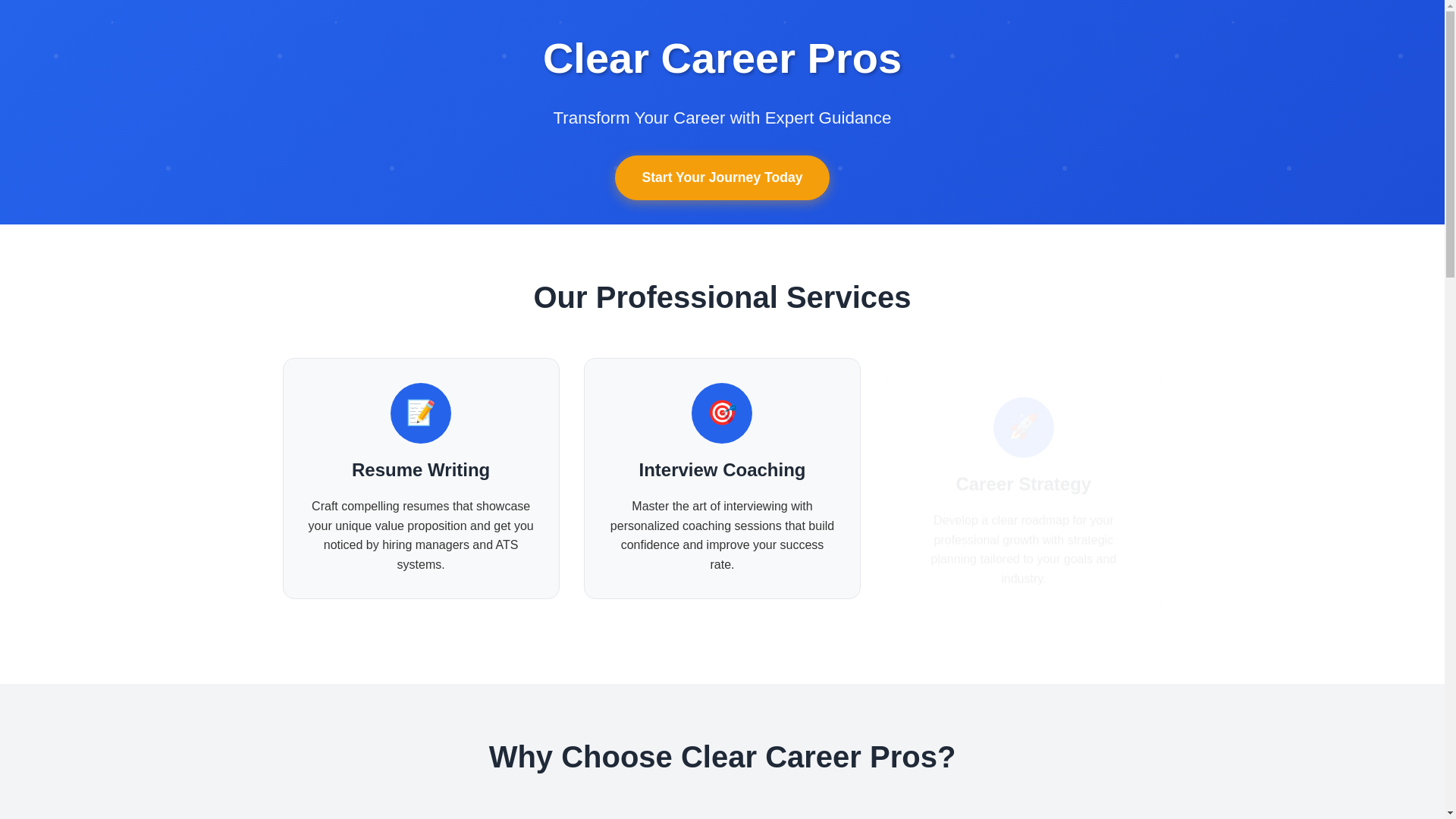 website screenshot of https://clearcareerpros.xyz/