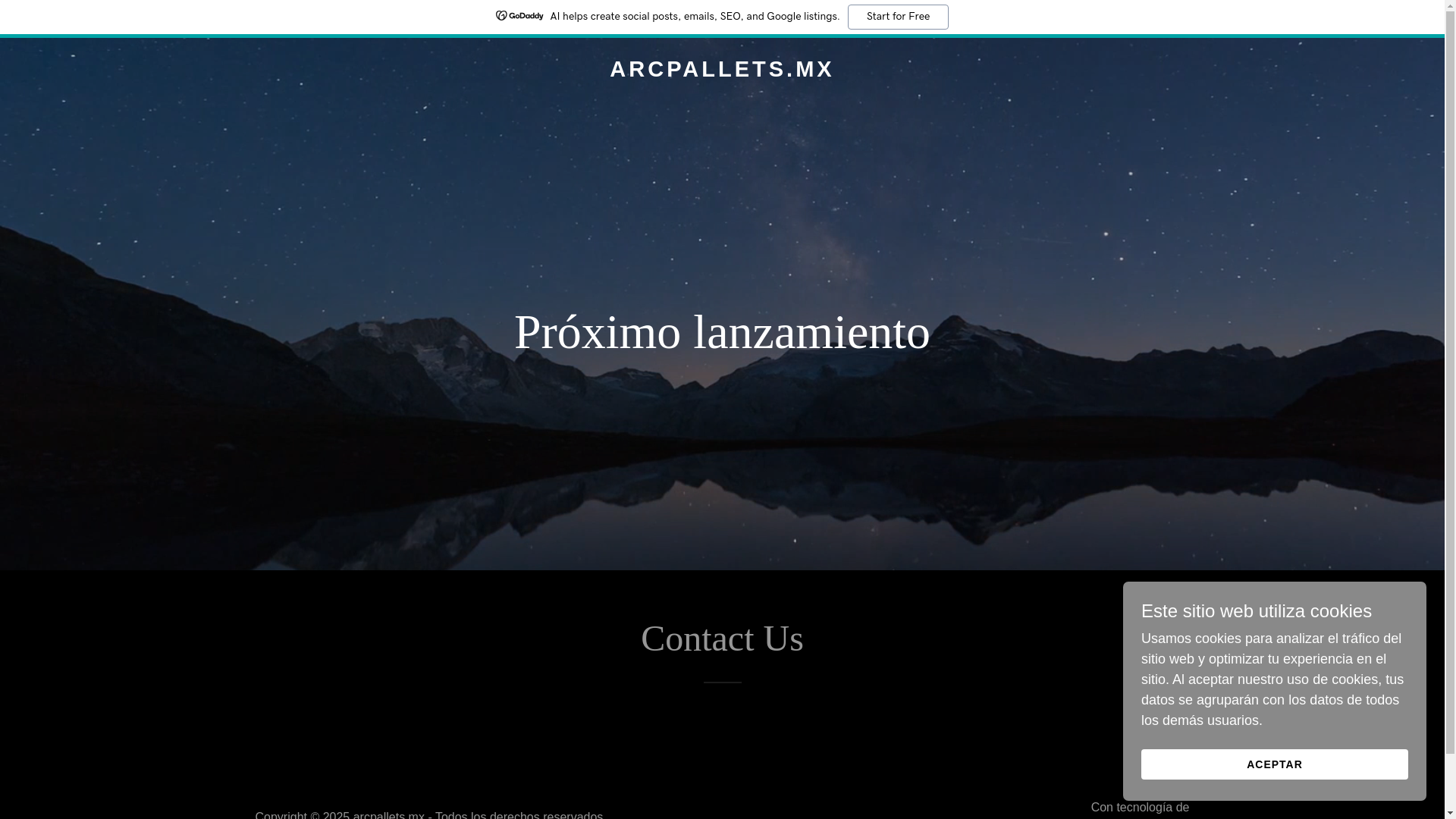 website screenshot of https://arcpallets.mx/