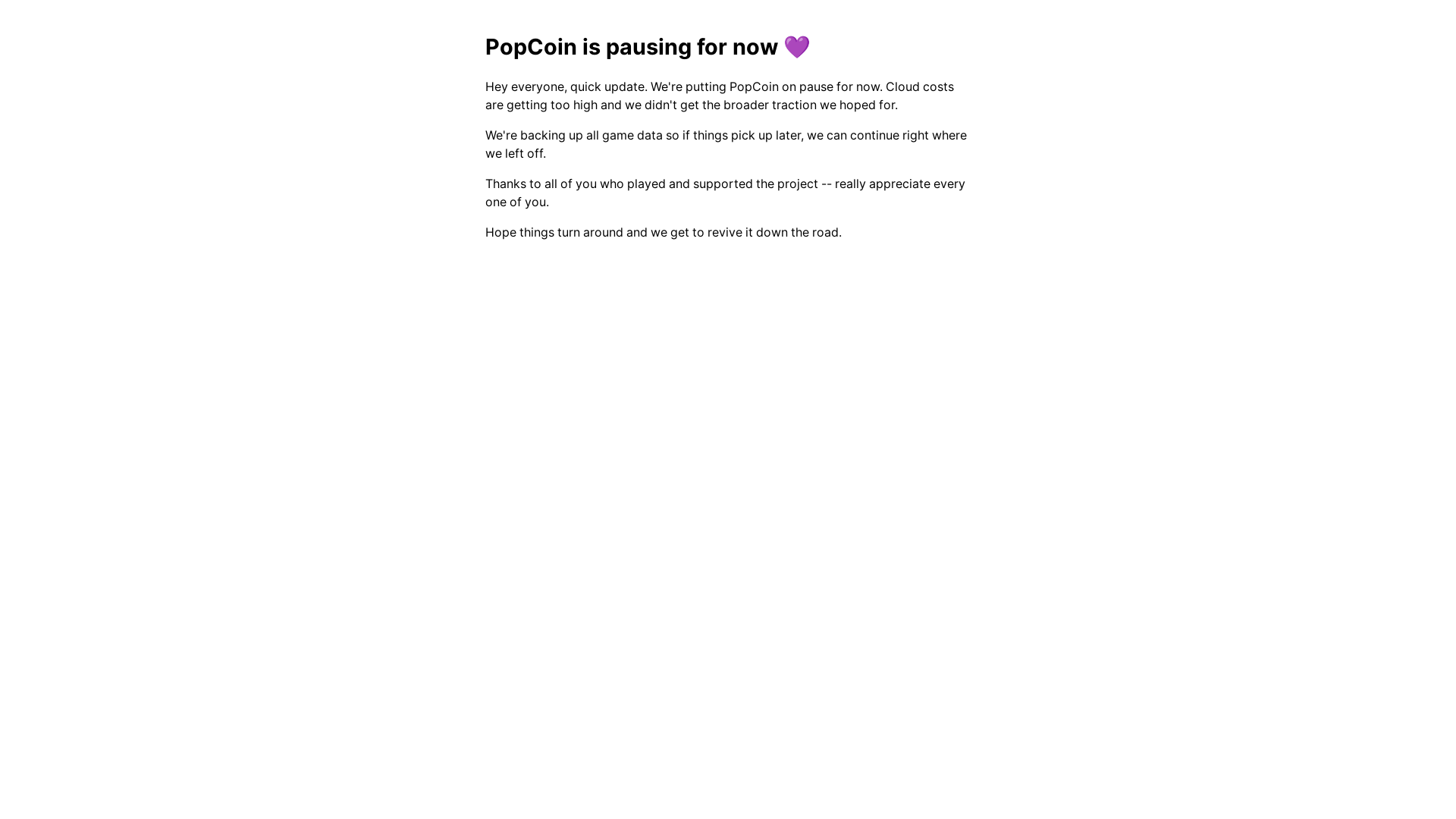 website screenshot of https://popcoin-pause-page.pages.dev/
