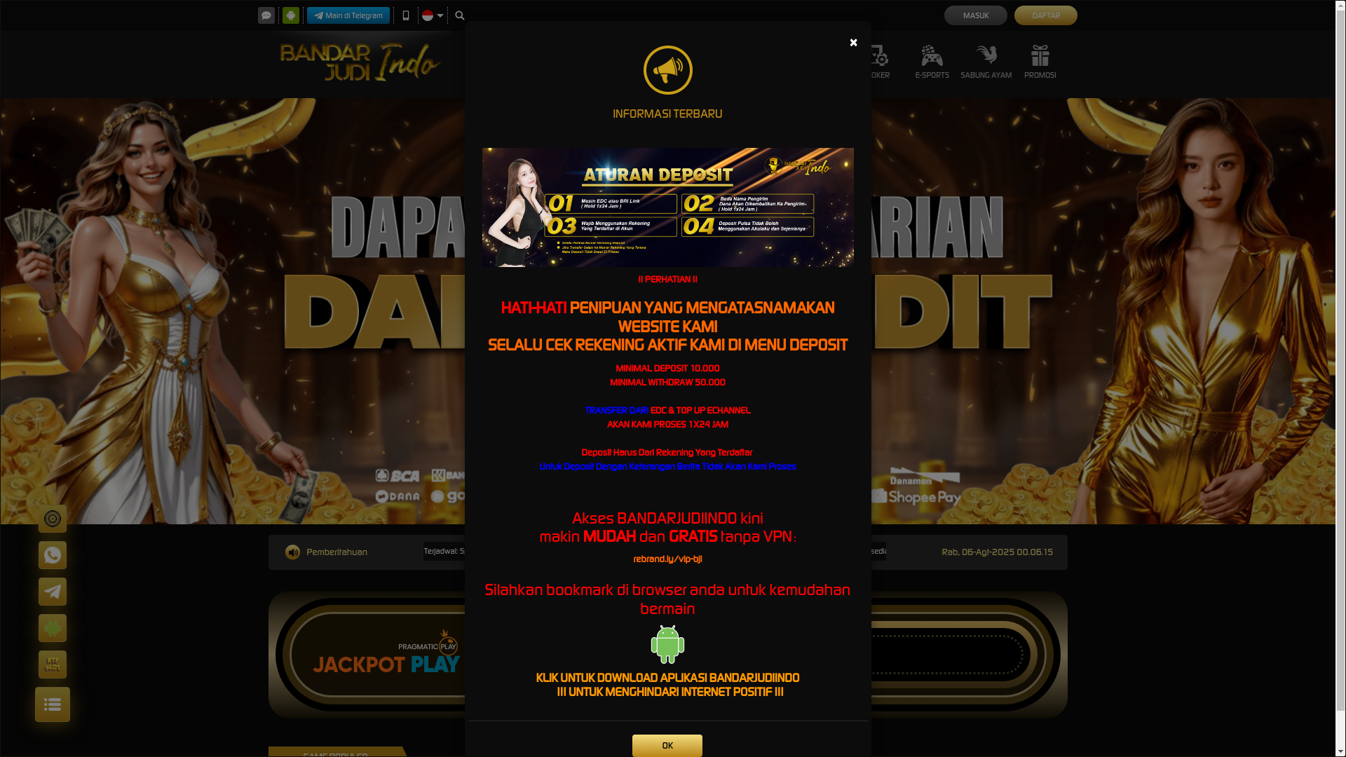 website screenshot of https://bandarjudiindoslot88.top/