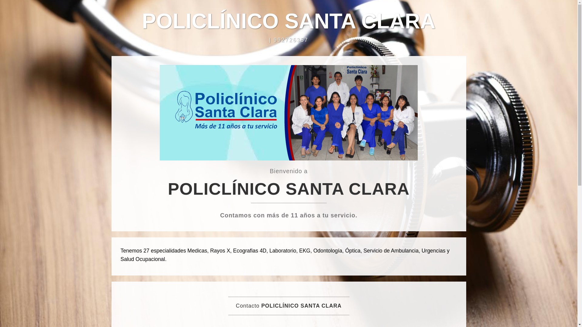 website screenshot of https://policlinicosantaclara.com/