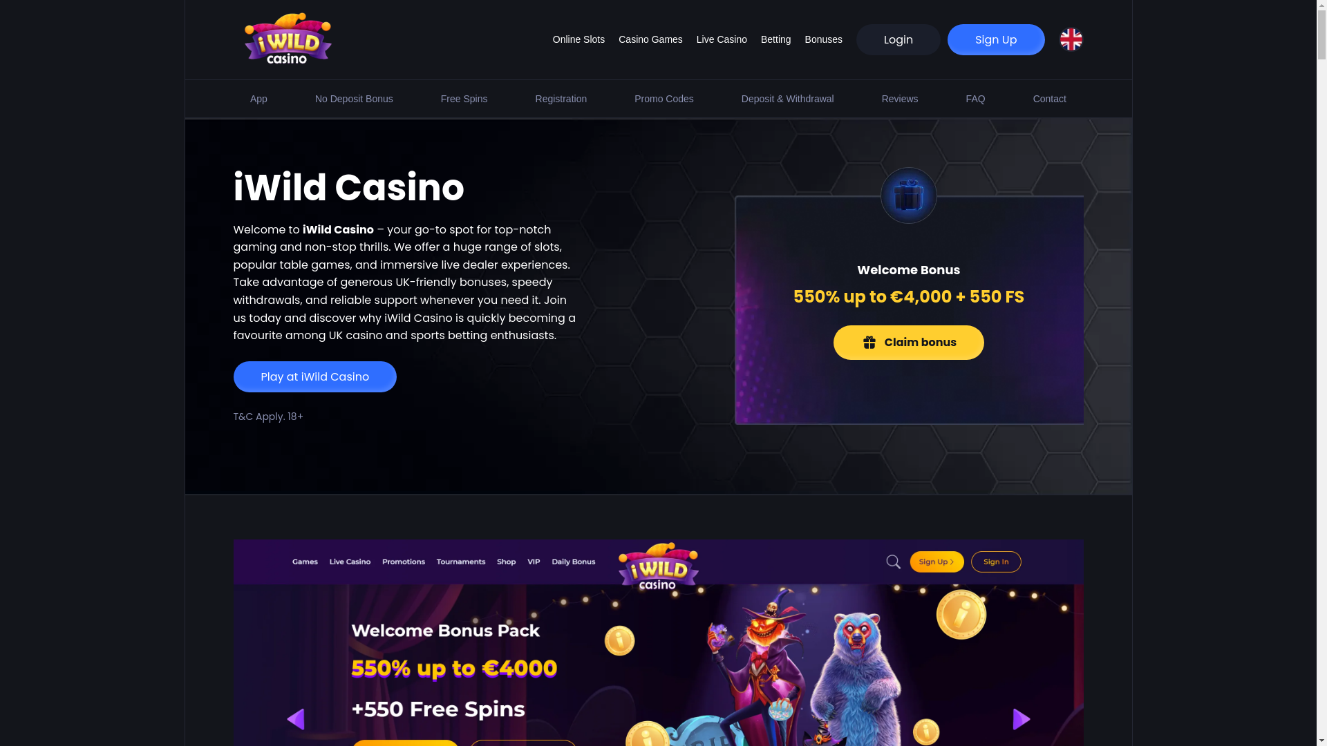 website screenshot of https://iwildcasino-play.com/