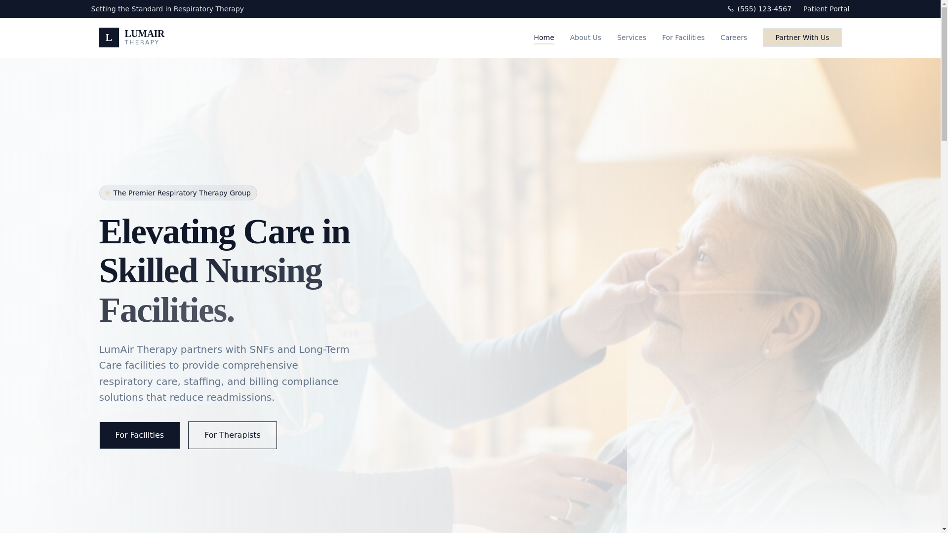 website screenshot of https://lumairtherapy.com/