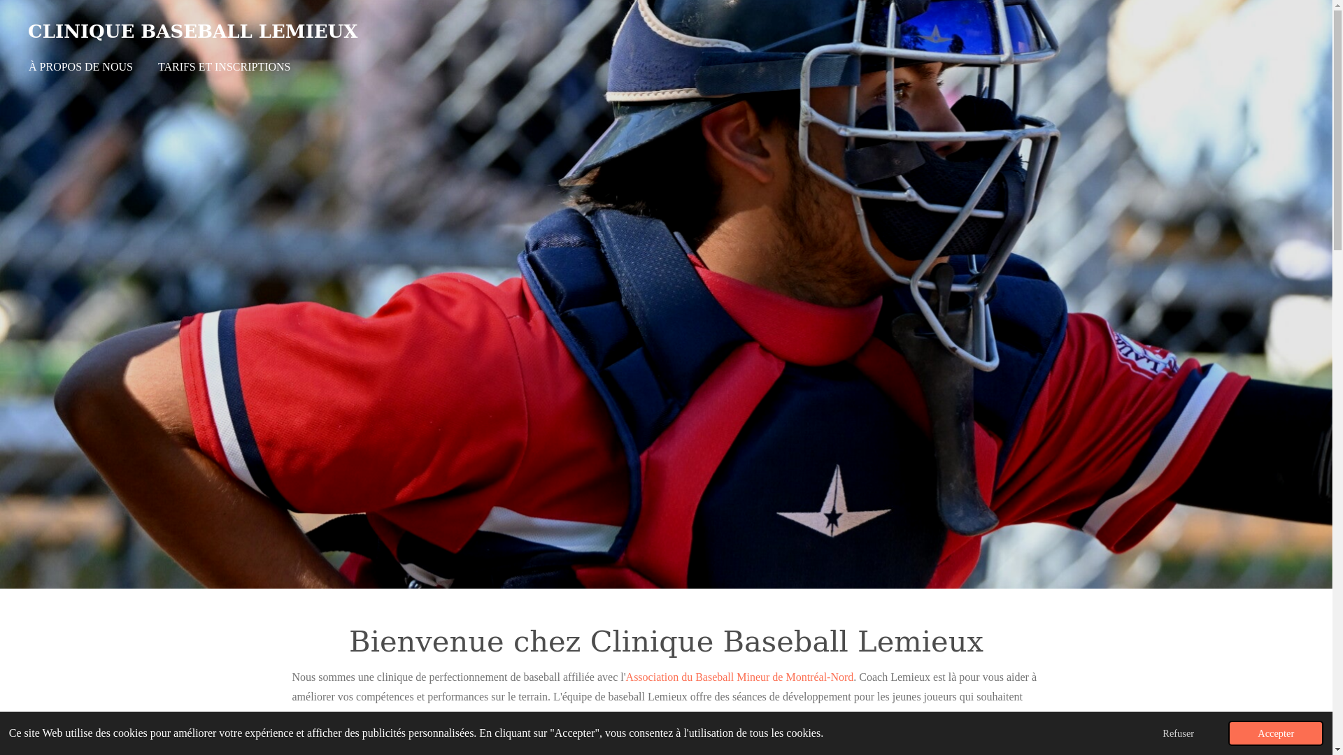website screenshot of https://cliniquebaseballlemieux.com/