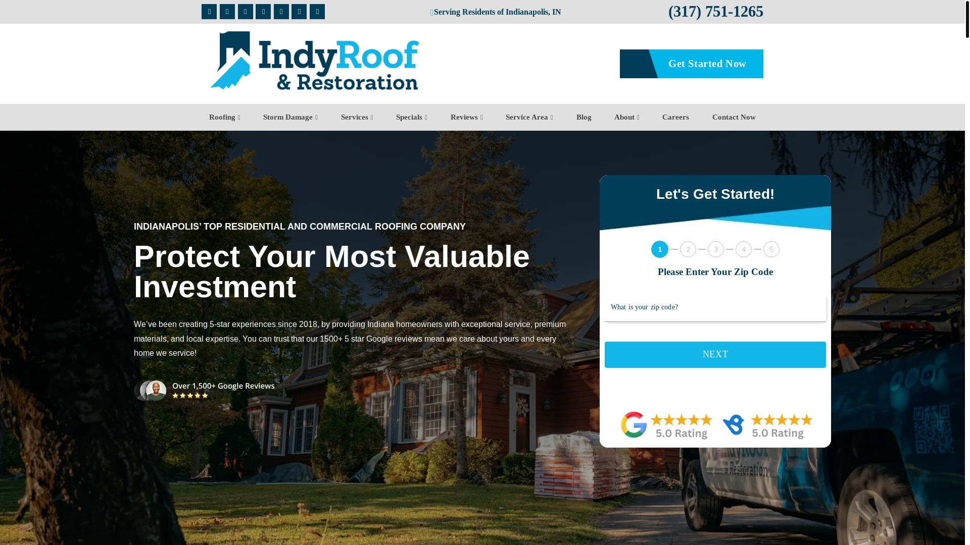 website screenshot of https://indroofandrestoration.com/