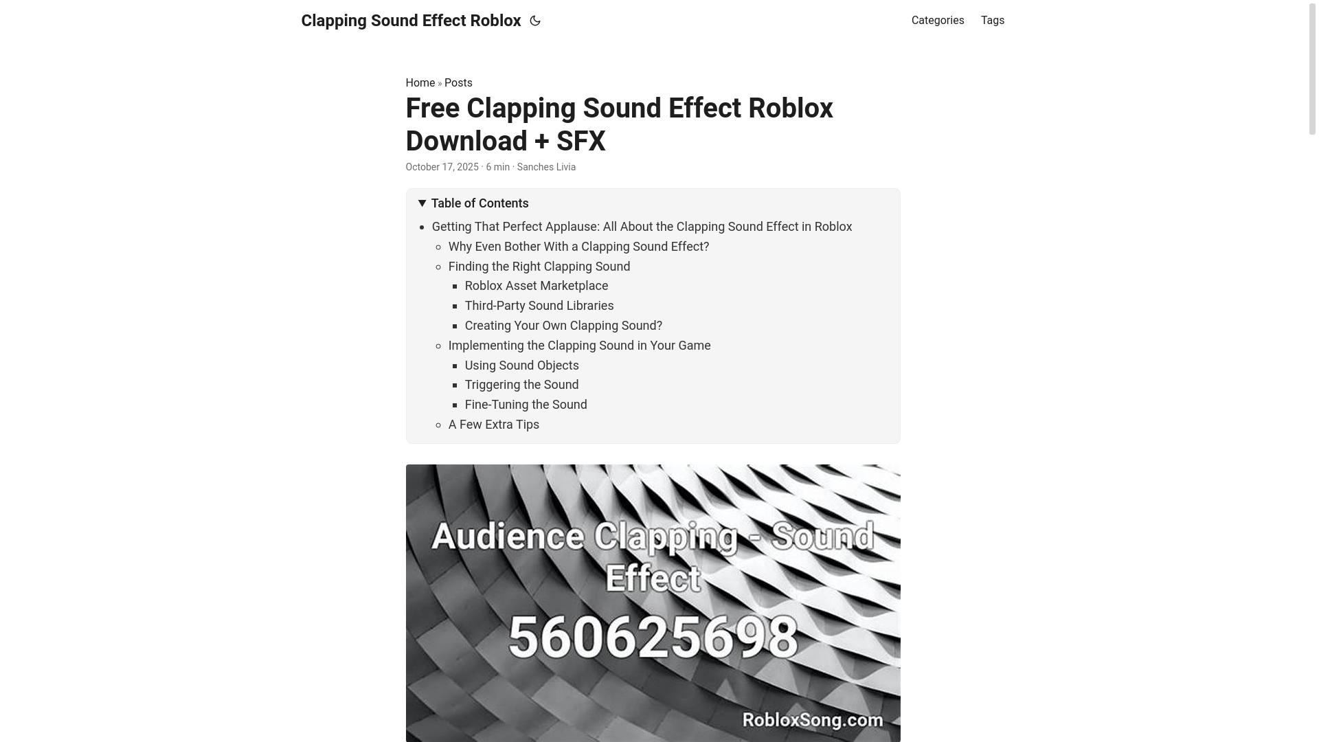 website screenshot of https://clapping-sound-effect-roblox.pages.dev/