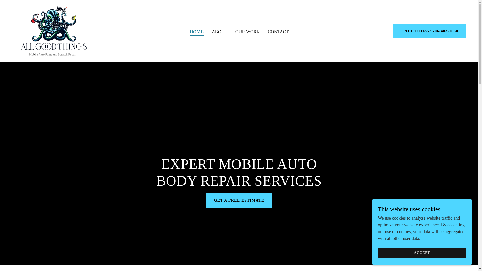 website screenshot of https://allgoodthingsautopaint.com/