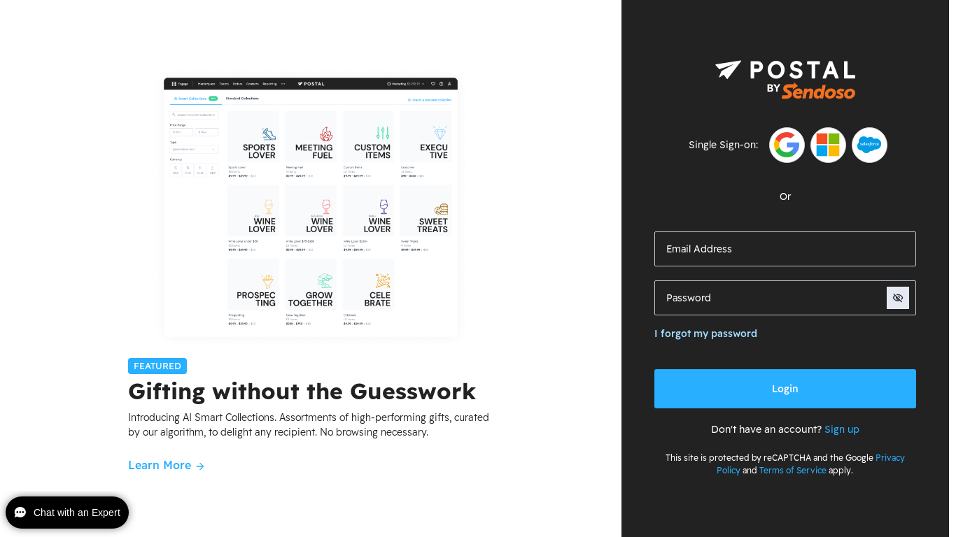 website screenshot of https://app.postal.com/