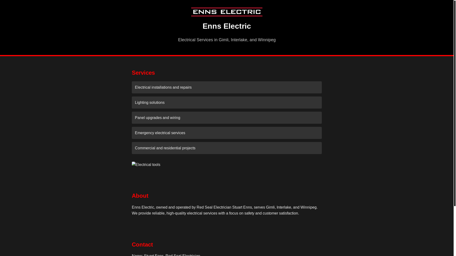 website screenshot of https://ennselectric.com/