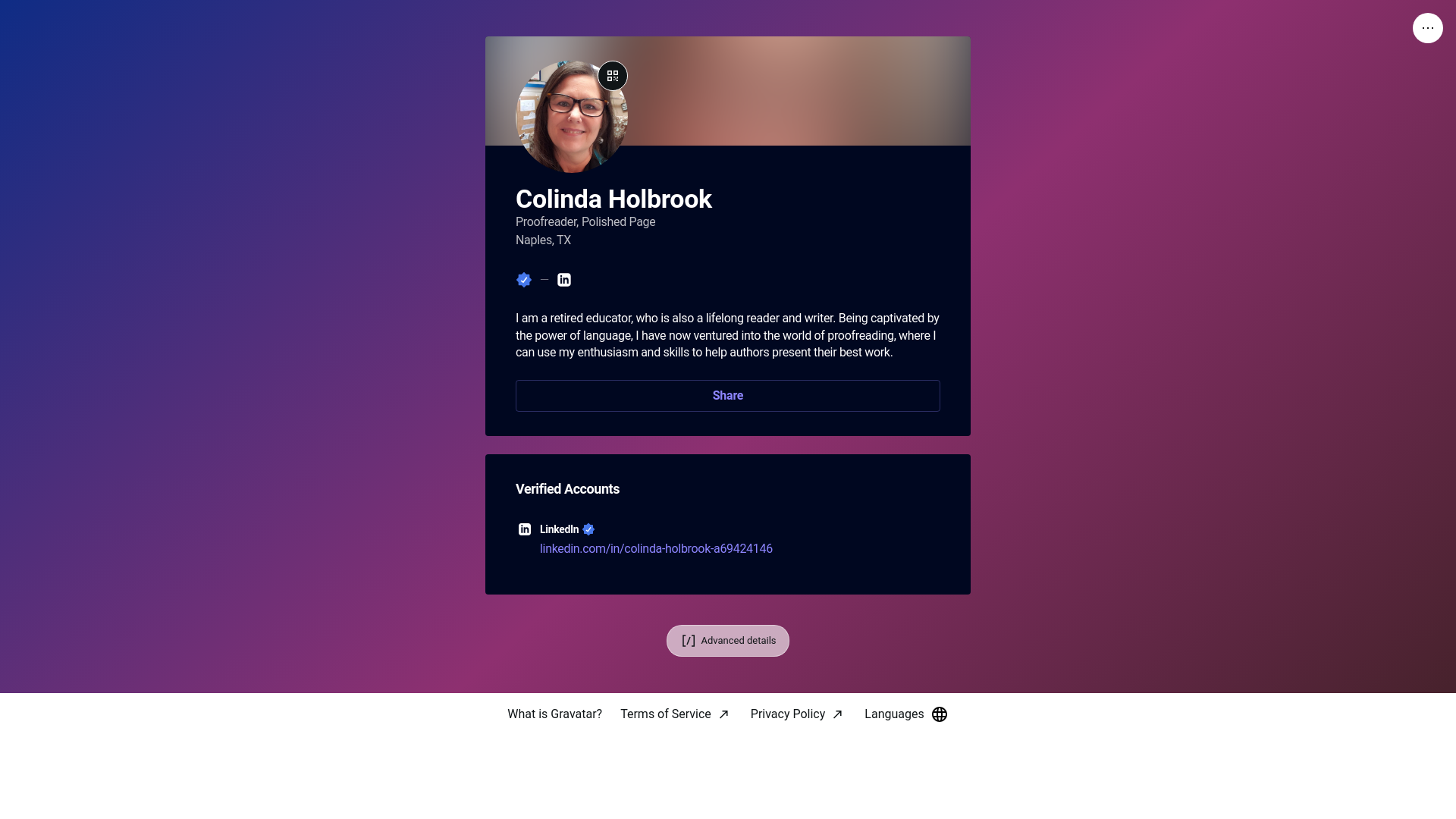 website screenshot of https://colindaholbrook.pro/