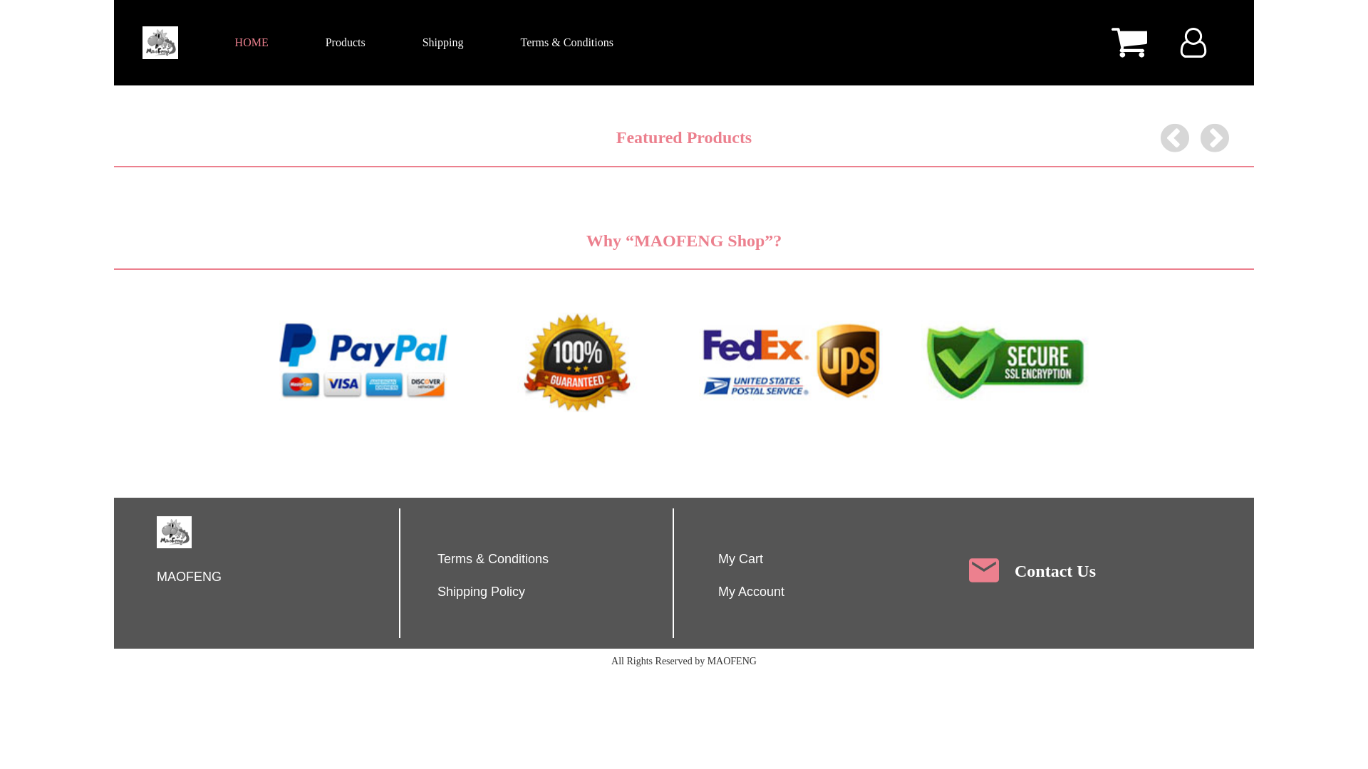 website screenshot of https://maofeng-product.xyz/