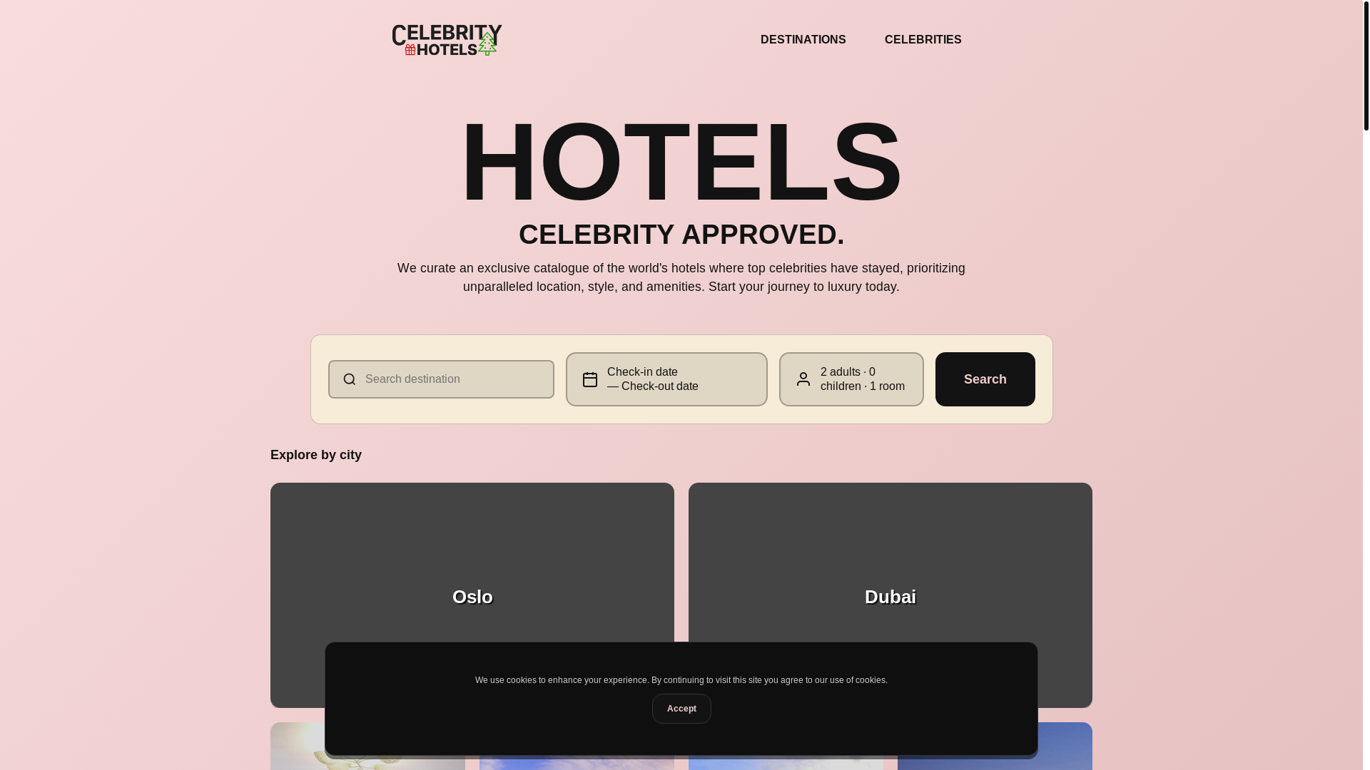 website screenshot of https://celebrity-hotels.com/