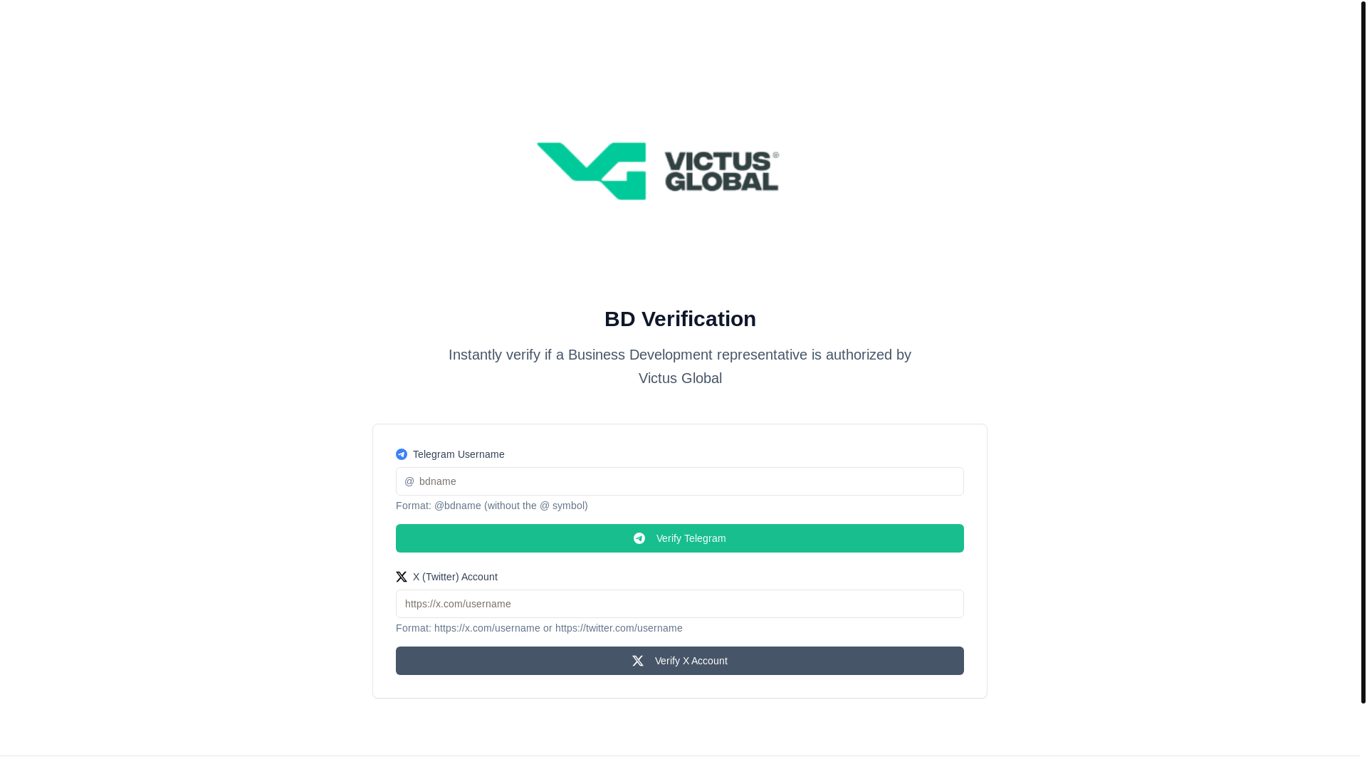 website screenshot of https://victusglobalverify.com/