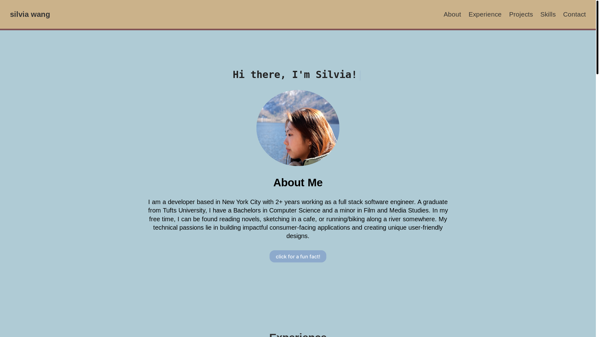 website screenshot of https://silviawang.dev/