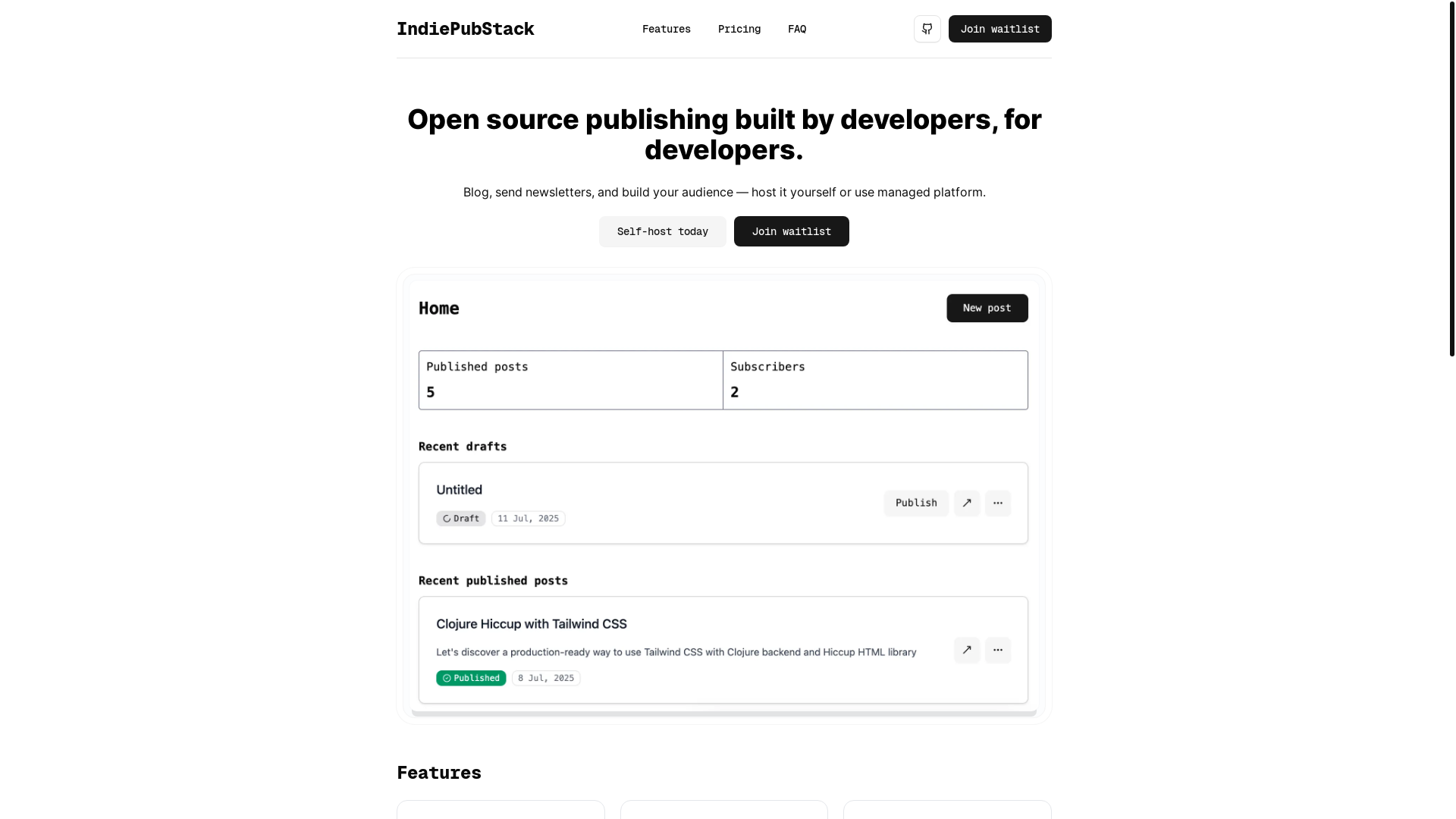 website screenshot of https://indiepubstack.com/