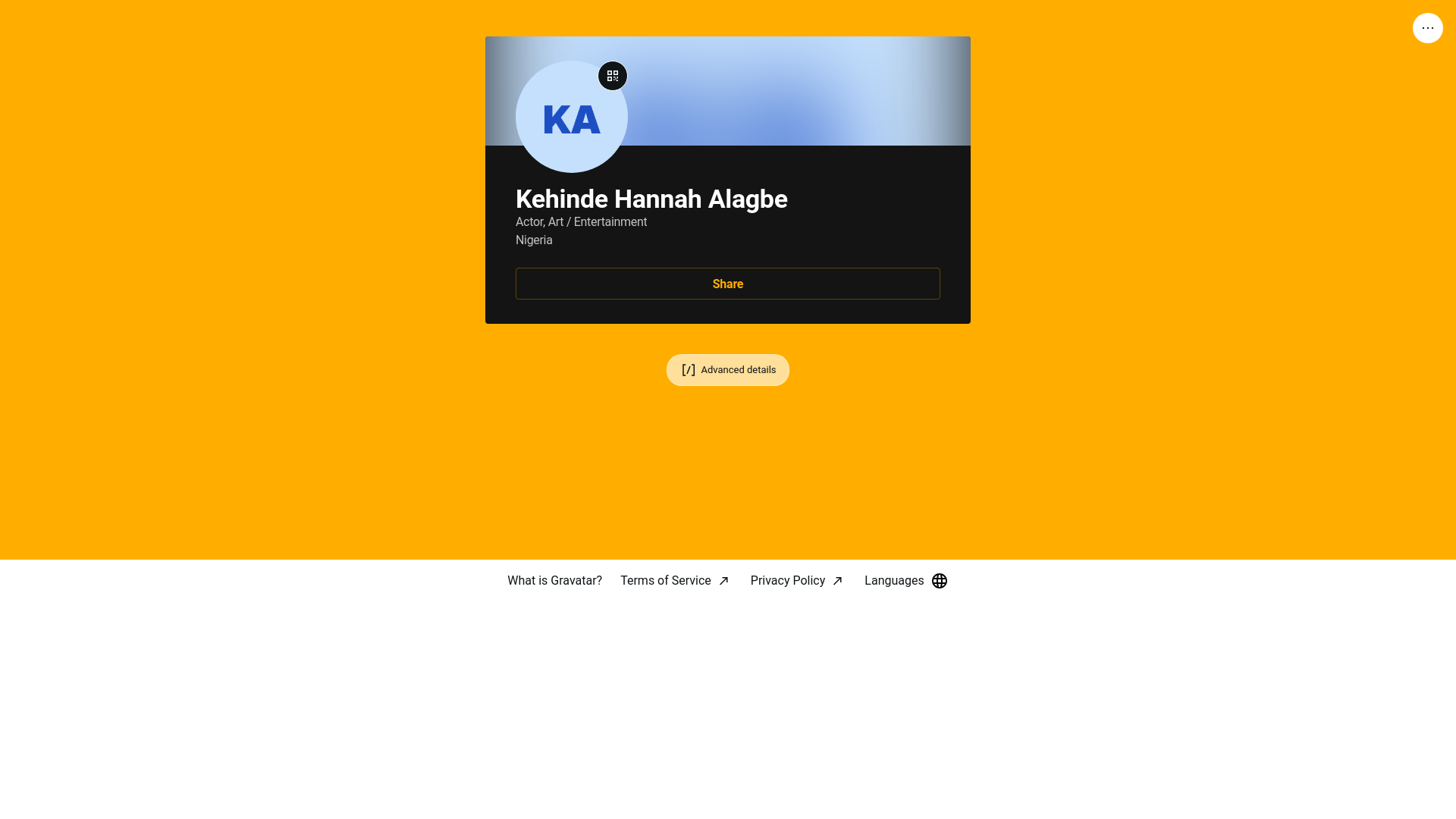 website screenshot of https://kehindehannahalagbe.link/