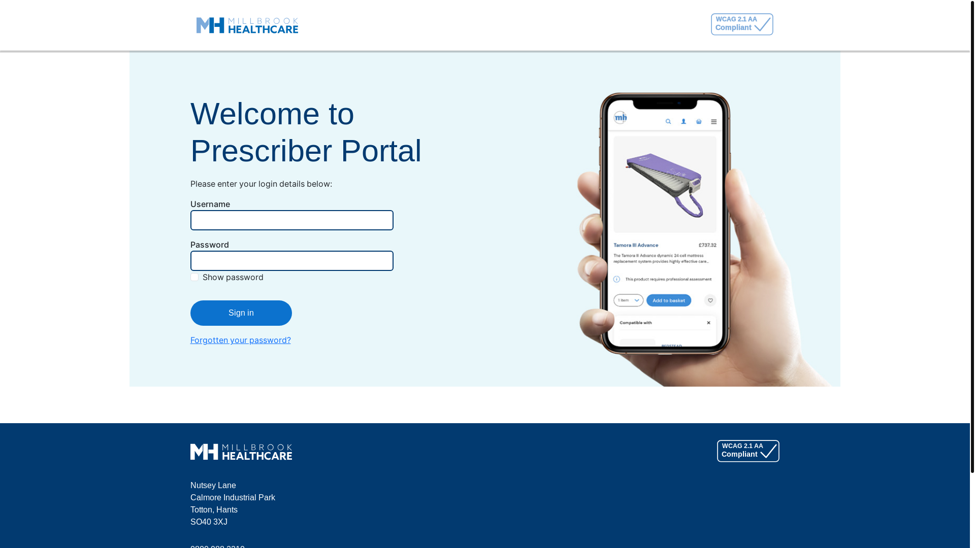 website screenshot of https://prescriber.mhcportal.com/