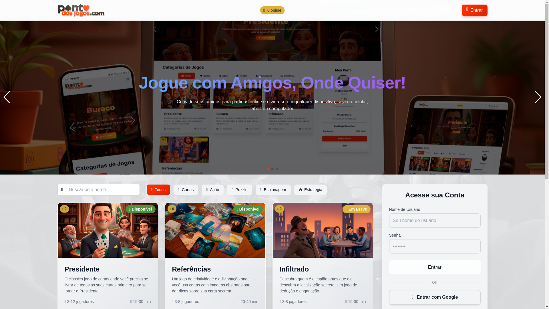 website screenshot of https://pontodosjogos.com.br/