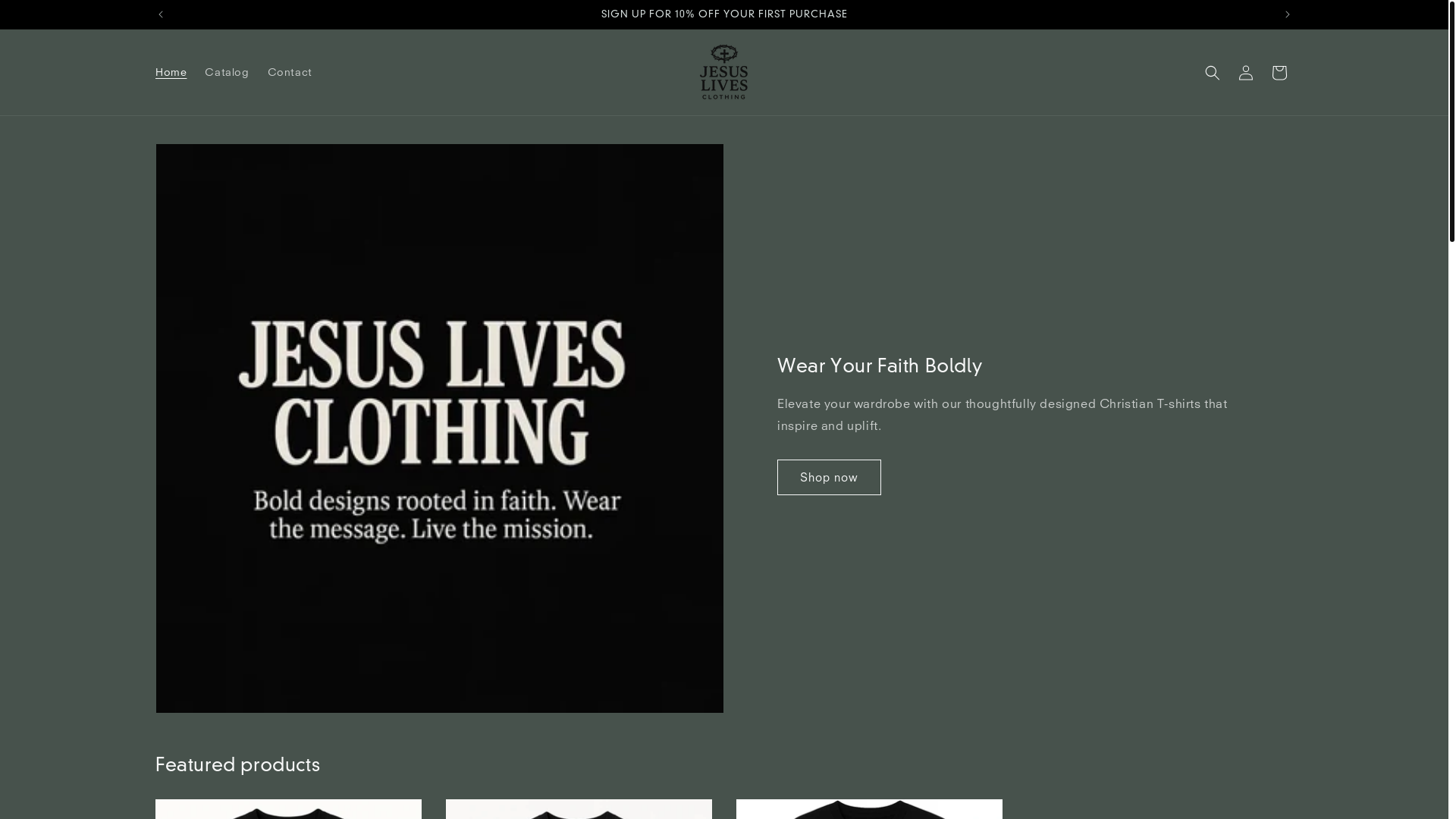 website screenshot of https://jesuslivesclothing.store/