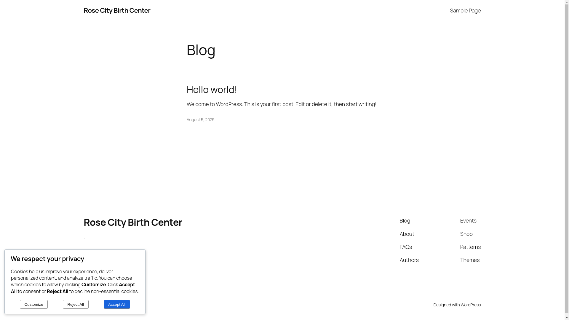 website screenshot of https://rosecitybirthcenter.com/