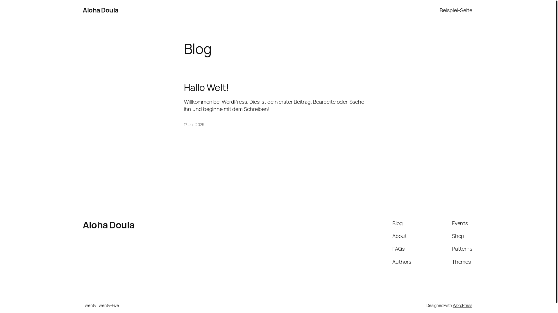 website screenshot of https://alohadoula.de/