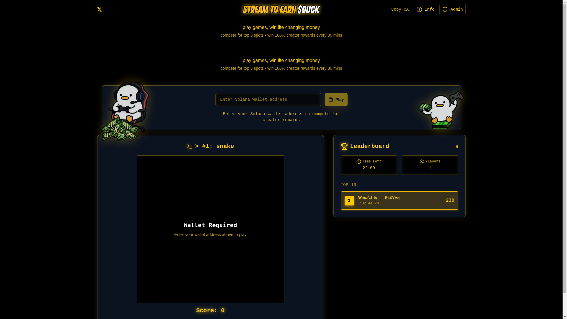 website screenshot of https://earnduck.live/
