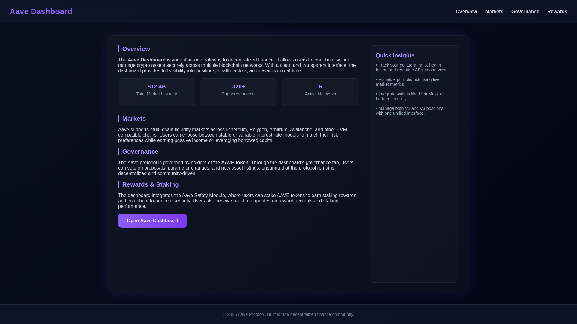 website screenshot of https://aave-dashboarde.pages.dev/